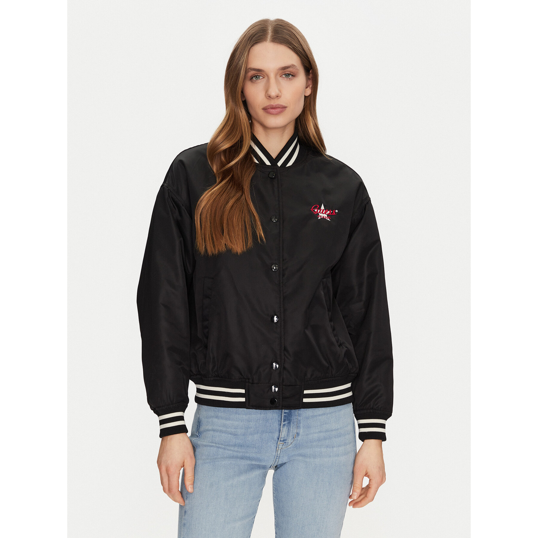 Guess Jeans Bomberjacke W5RL43 WHAA2 Schwarz Regular Fit