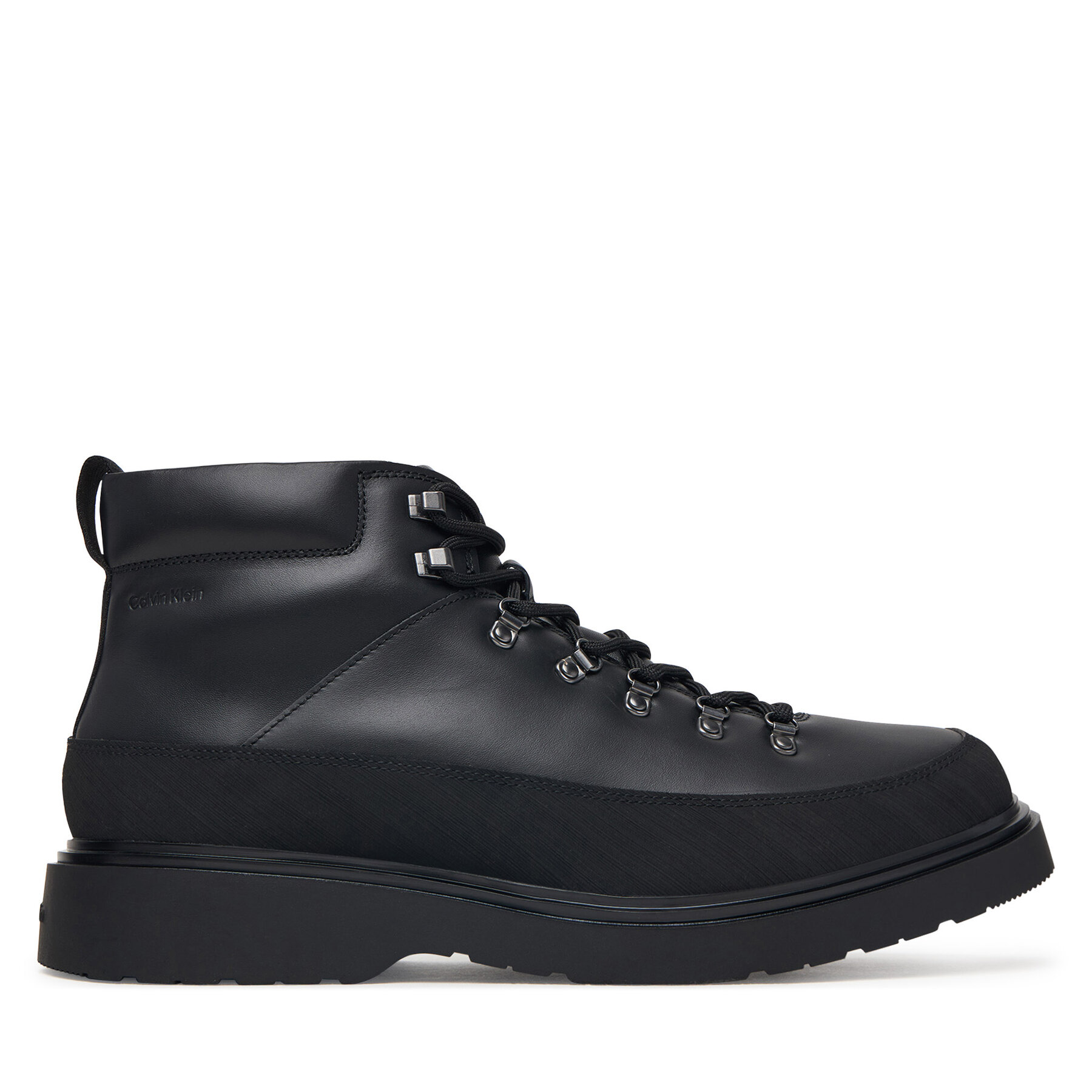 Kotníková obuv Calvin Klein Combat Mid Hiking Boot Lth Wl HM0HM02357 Černá