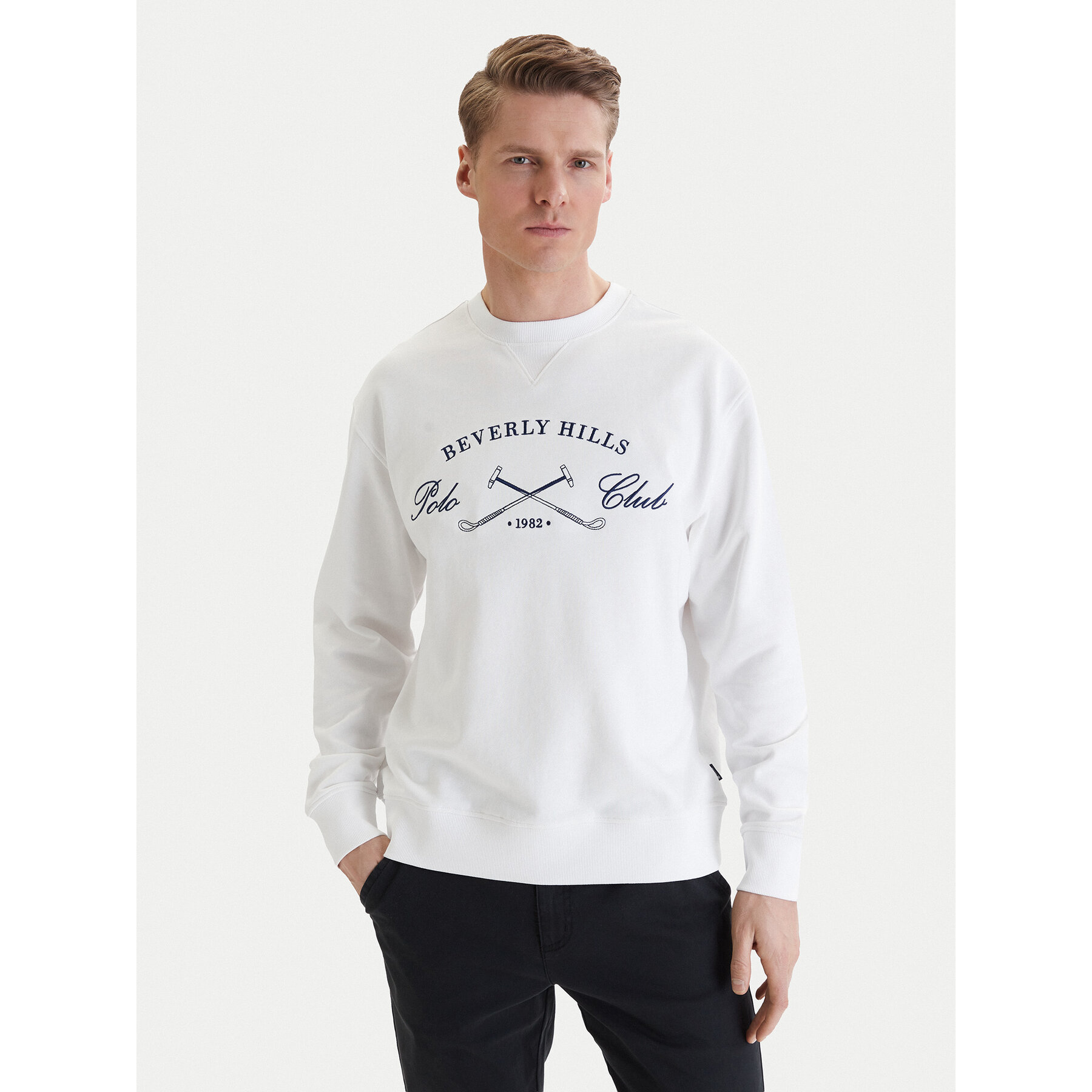 Beverly Hills Polo Club Sweatshirt W126-BHMSS-1047-01X Weiß Regular Fit