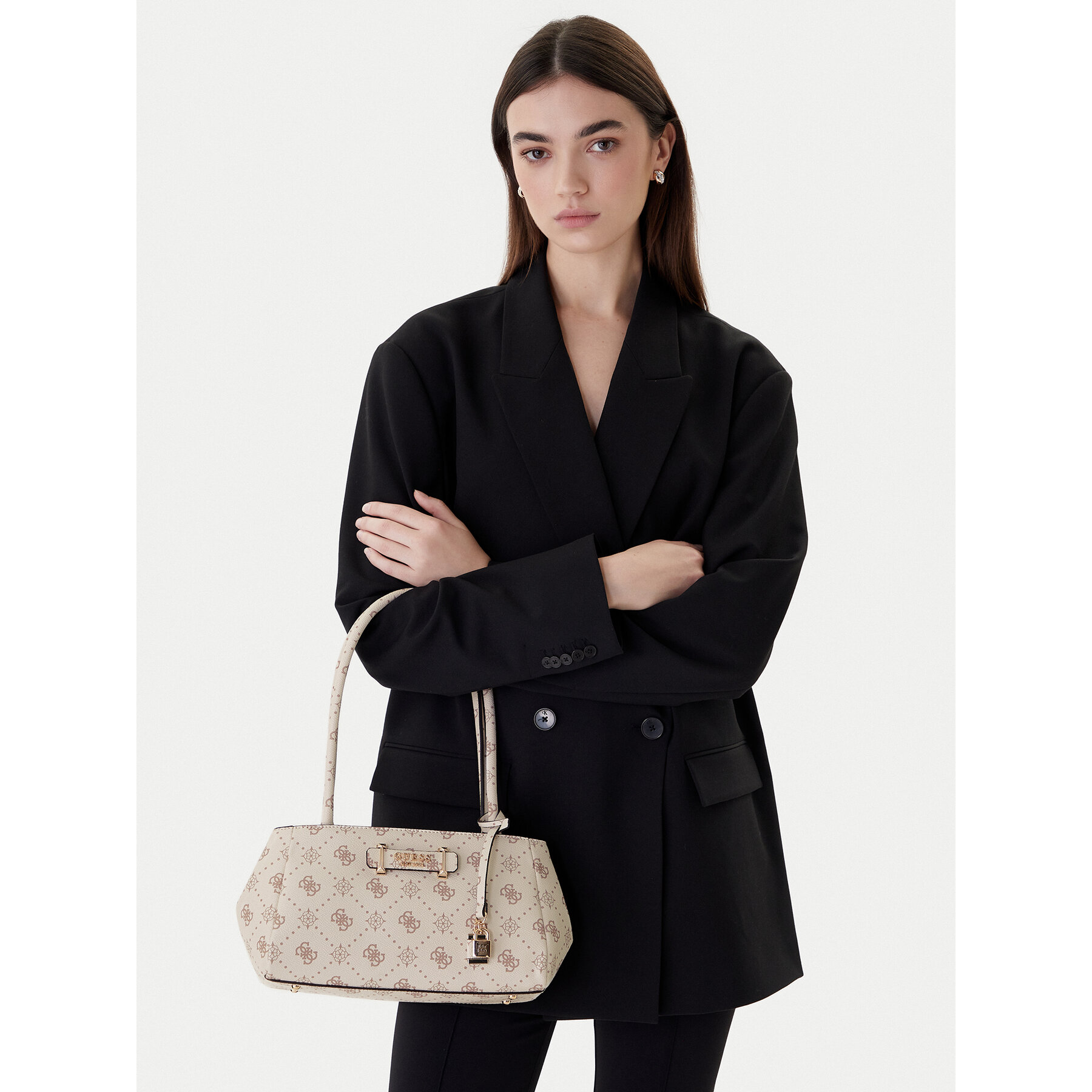 Kabelka Guess Carrie Logo HWGP98 98080 Écru