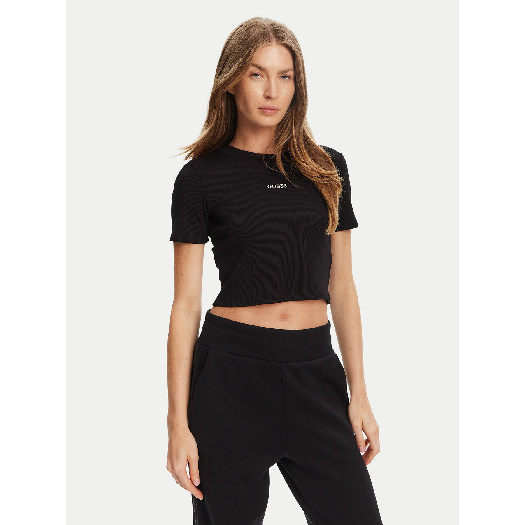 Guess Majica V5YP08 K8RT2 Črna Slim Fit