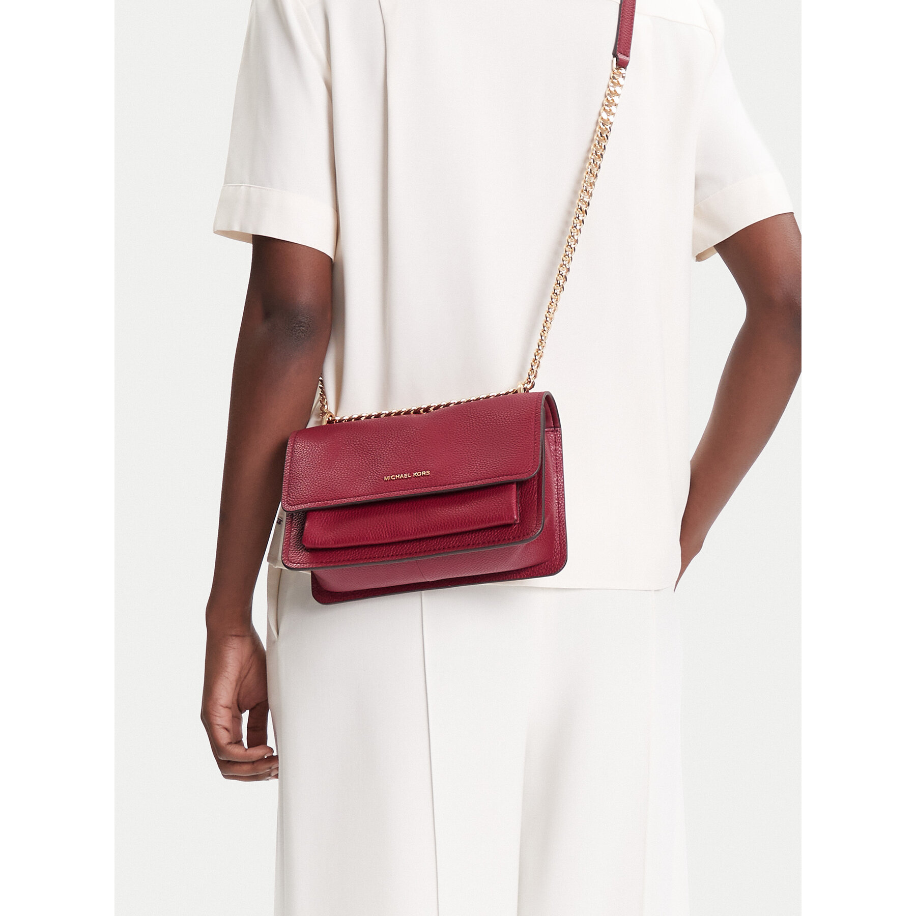 Ročna torba MICHAEL Michael Kors Claire 30T4GC7L3T Bordo rdeča