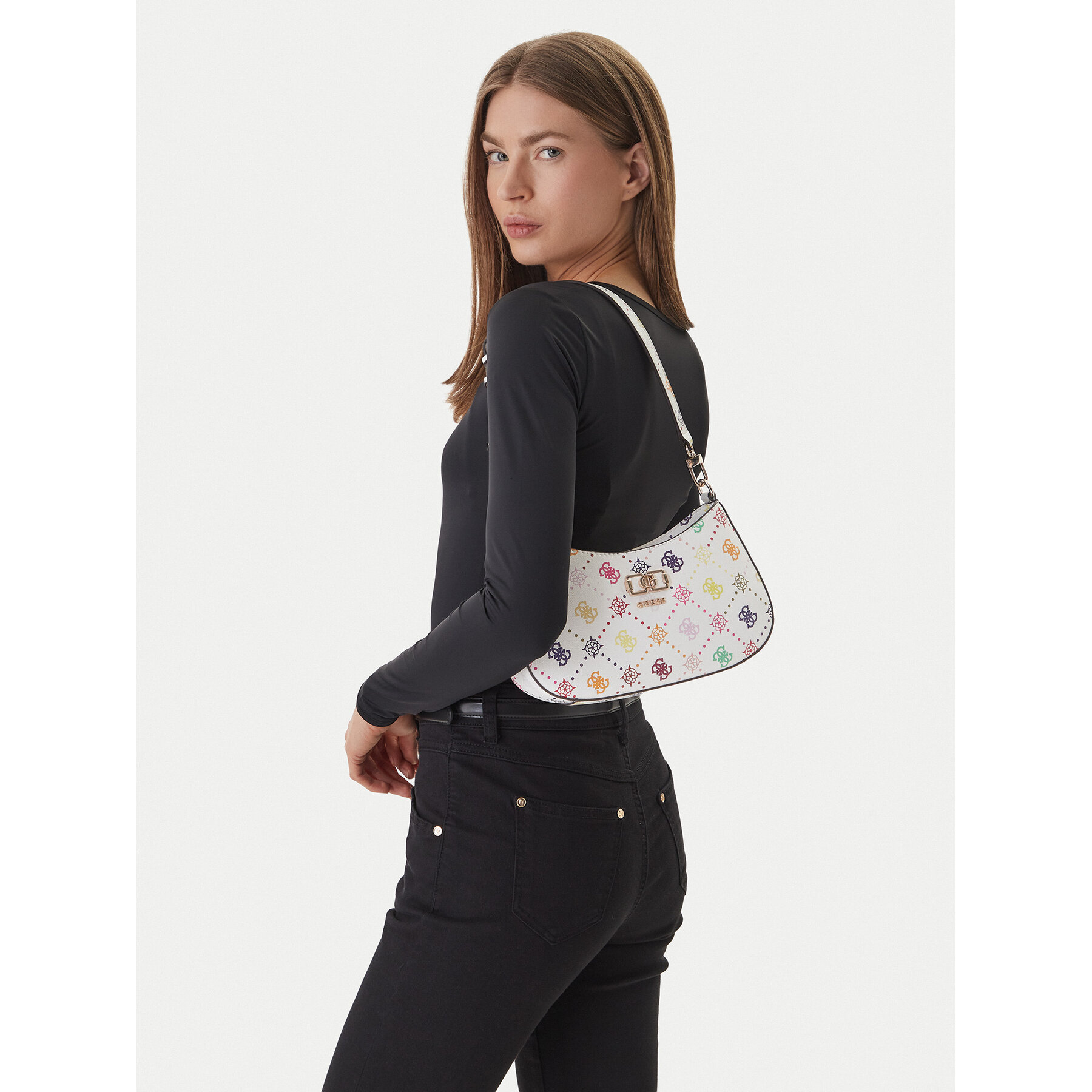 Дамска чанта Guess Emelie Logo HWGM99 28180 Бял