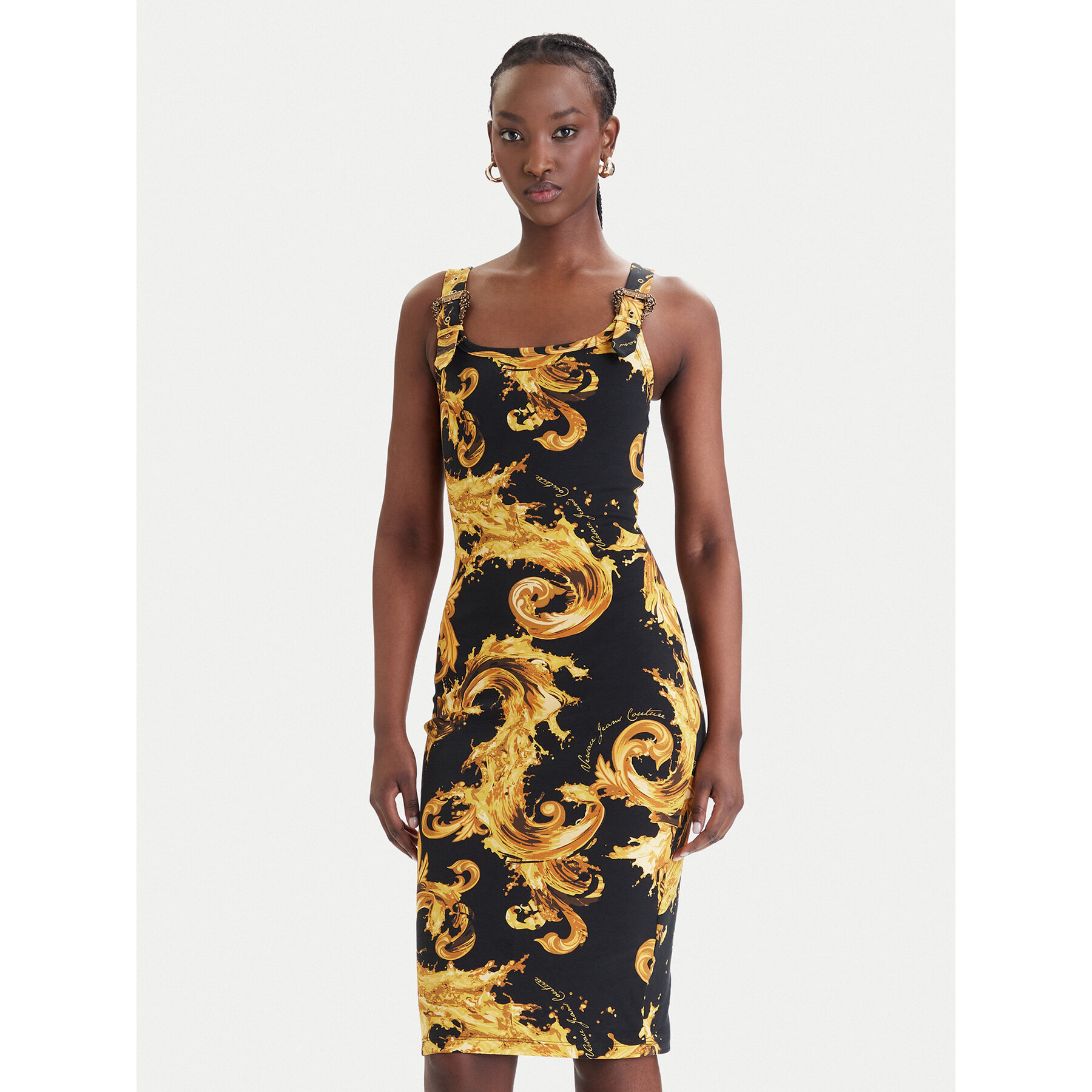 Versace Jeans Couture Kleid für den Alltag 80HAO943 JS550 Schwarz Slim Fit