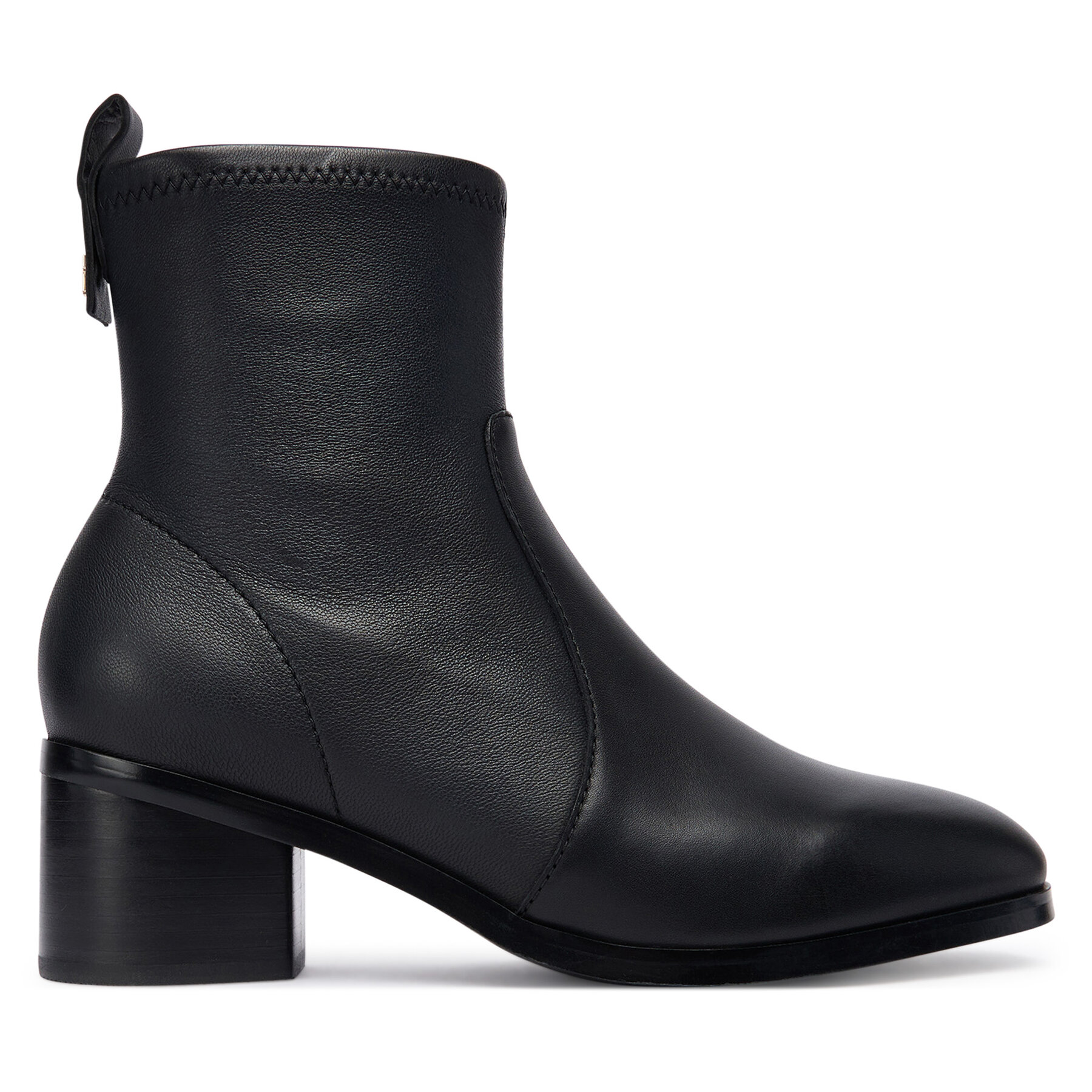 Botine Tommy Hilfiger Th Stretch Leather Bootie FW0FW08860 Negru