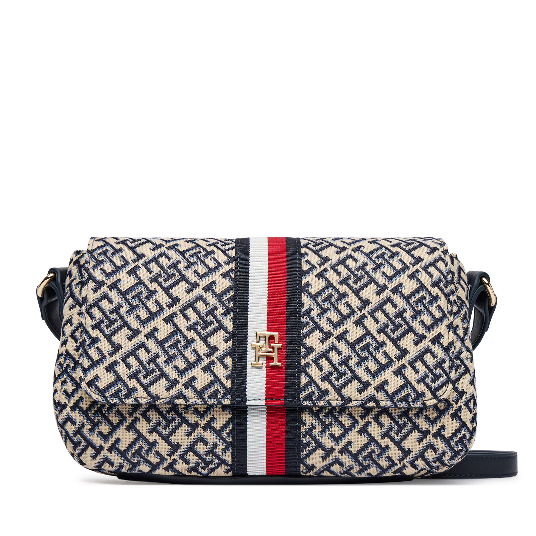 Kabelka Tommy Hilfiger Th Jacquard Ess Crossover AW0AW19066 Modrá