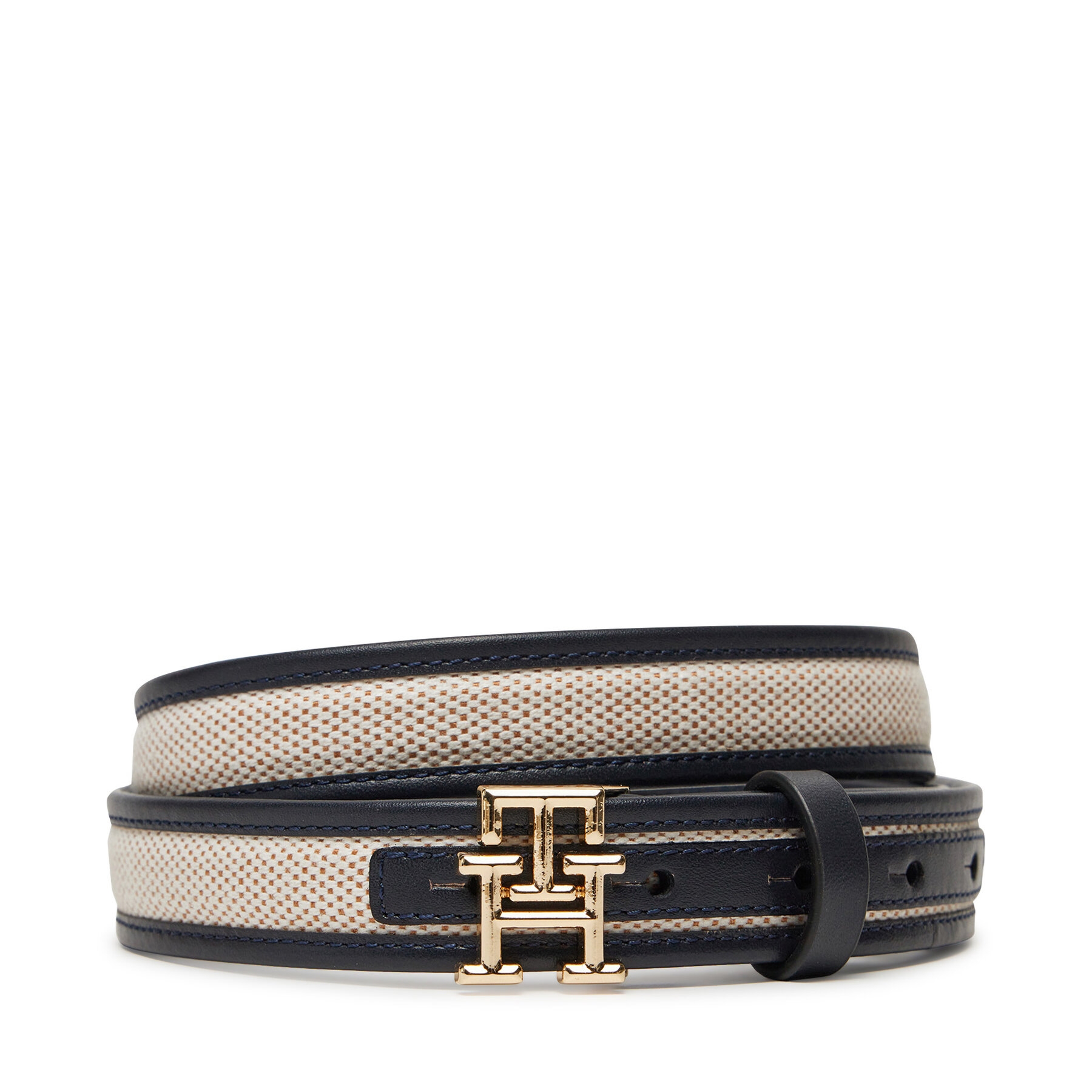 Дамски колан Tommy Hilfiger Th Logo 2.5 Canvas AW0AW17249 Тъмносин