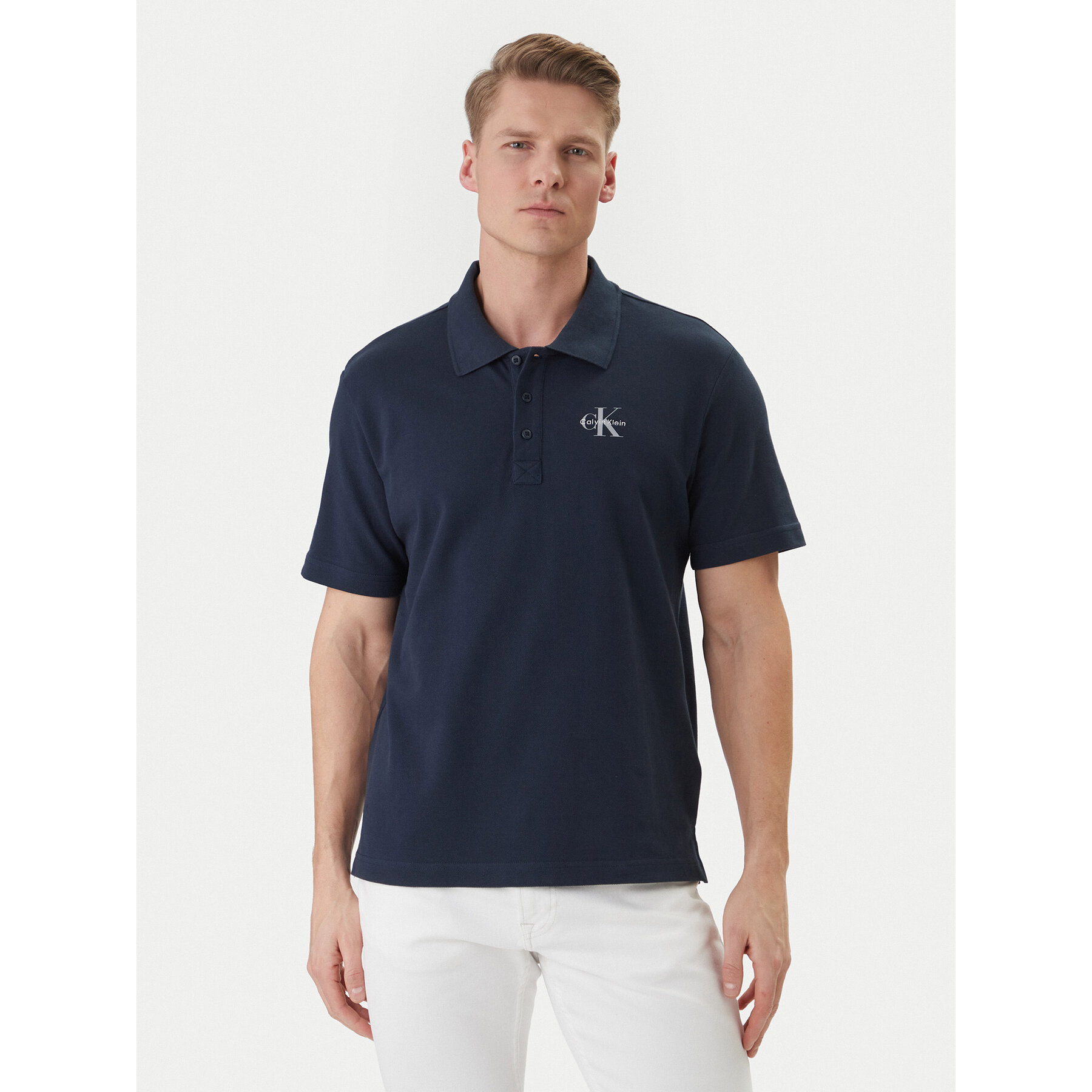 Calvin Klein Jeans Poloshirt Easy Monologo LV04RF209G Dunkelblau Regular Fit