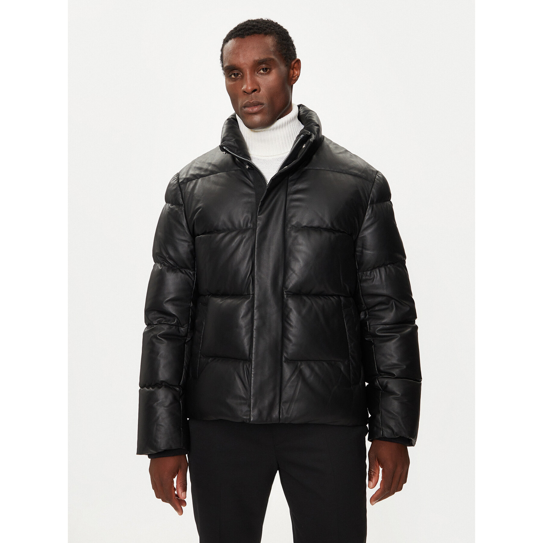 Moose Knuckles Lederjacke Kings M34ML311 Schwarz Regular Fit