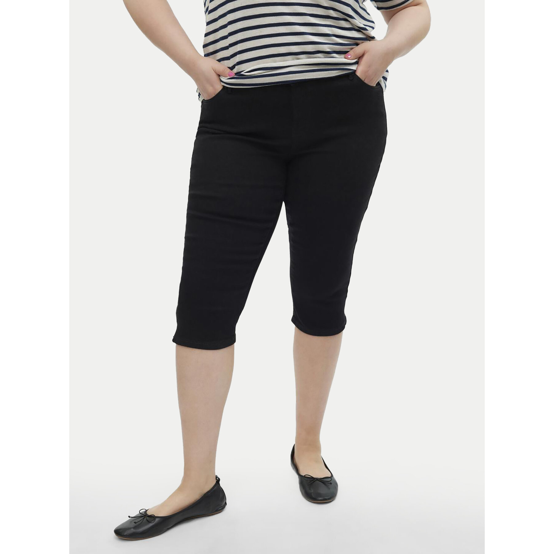 Vero Moda Curve Caprihose Cjune 10303171 Schwarz Slim Fit