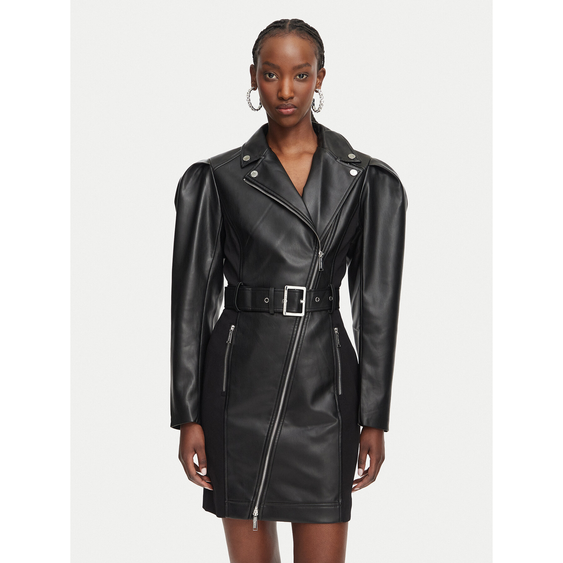 KARL LAGERFELD Kleid aus Kunstleder B3W13001 Schwarz Regular Fit