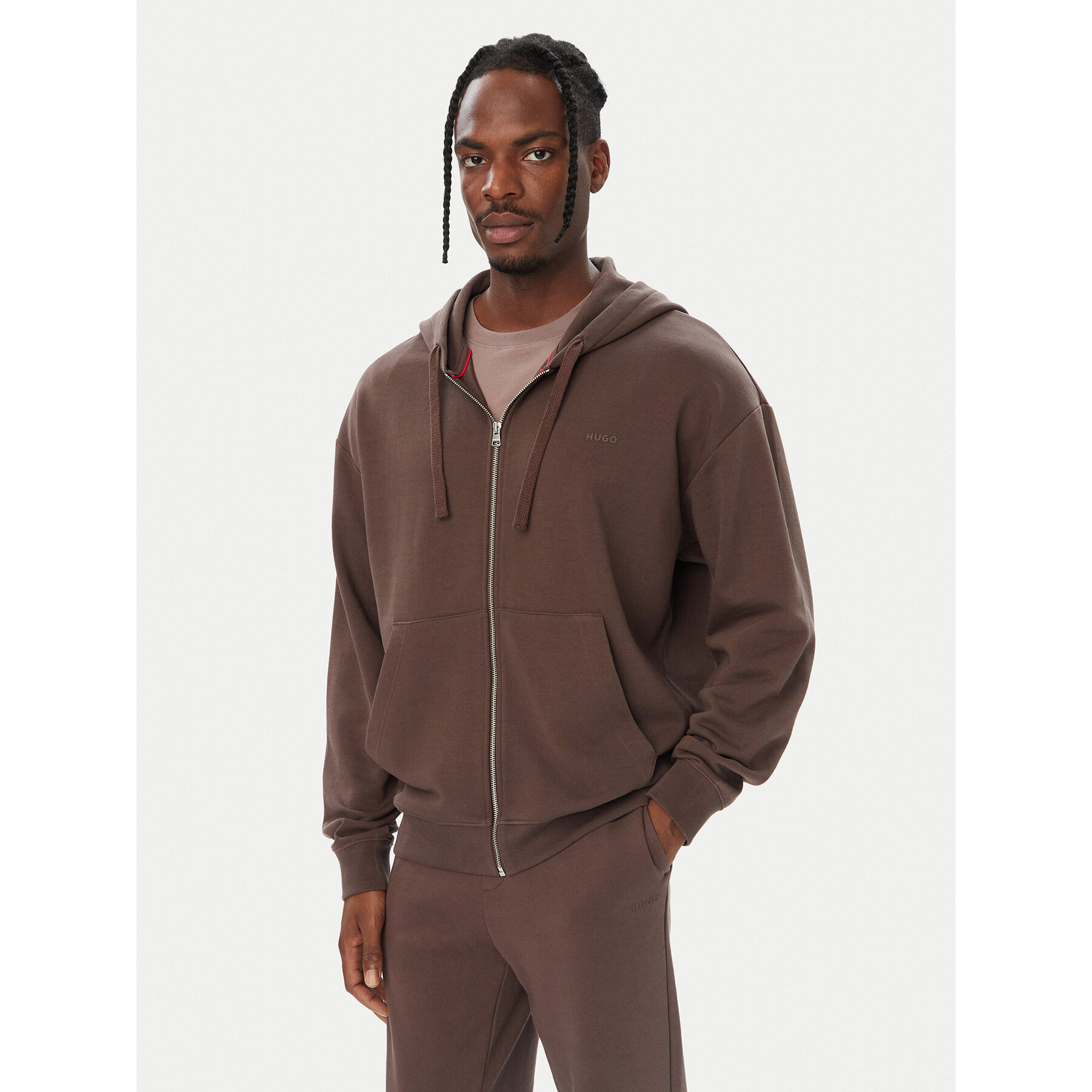 HUGO Sweatshirt Dapozip 50548651 Dunkelbraun Relaxed Fit