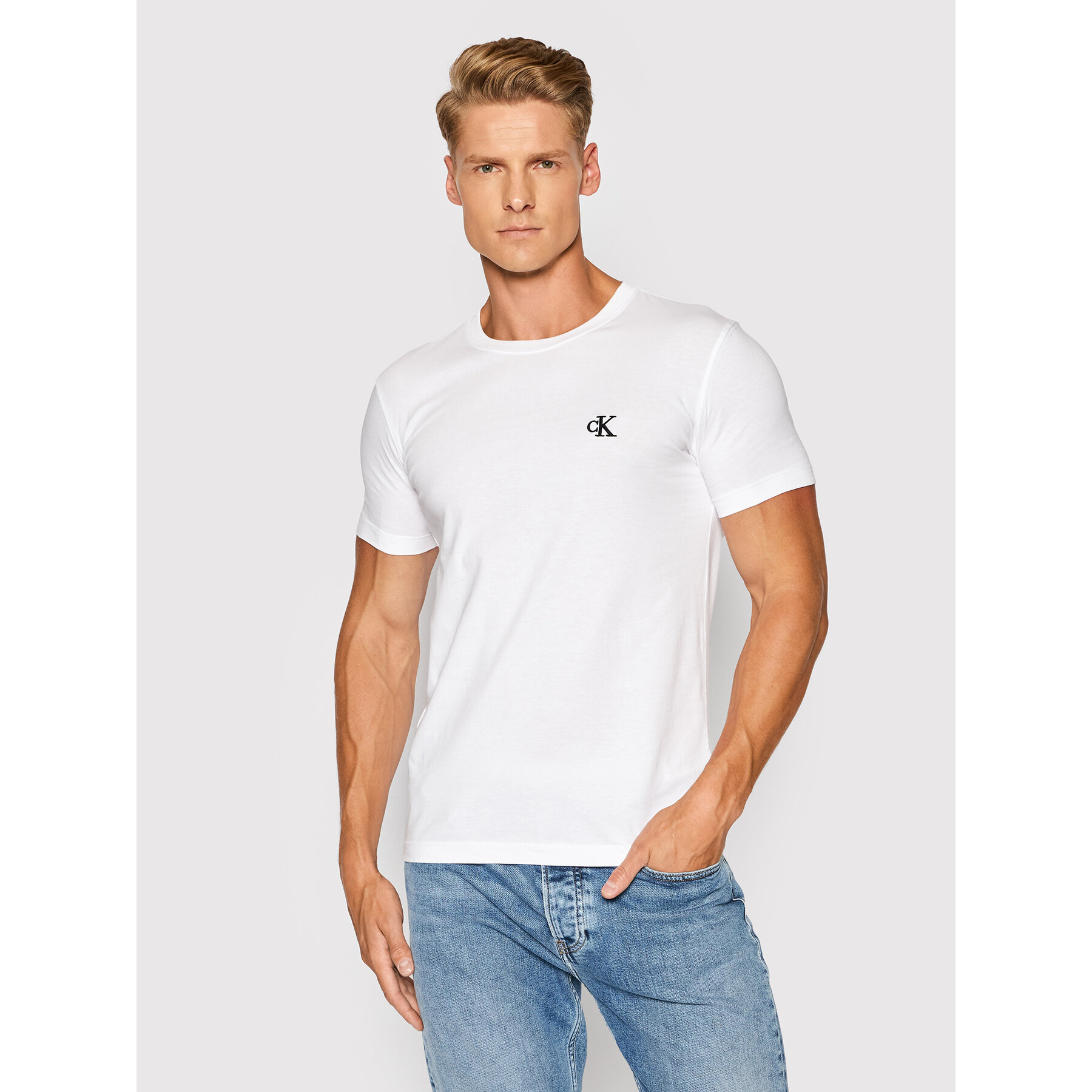 Calvin Klein Jeans T-shirt Tee Shirt Essential J30J314544 Bianco Slim Fit