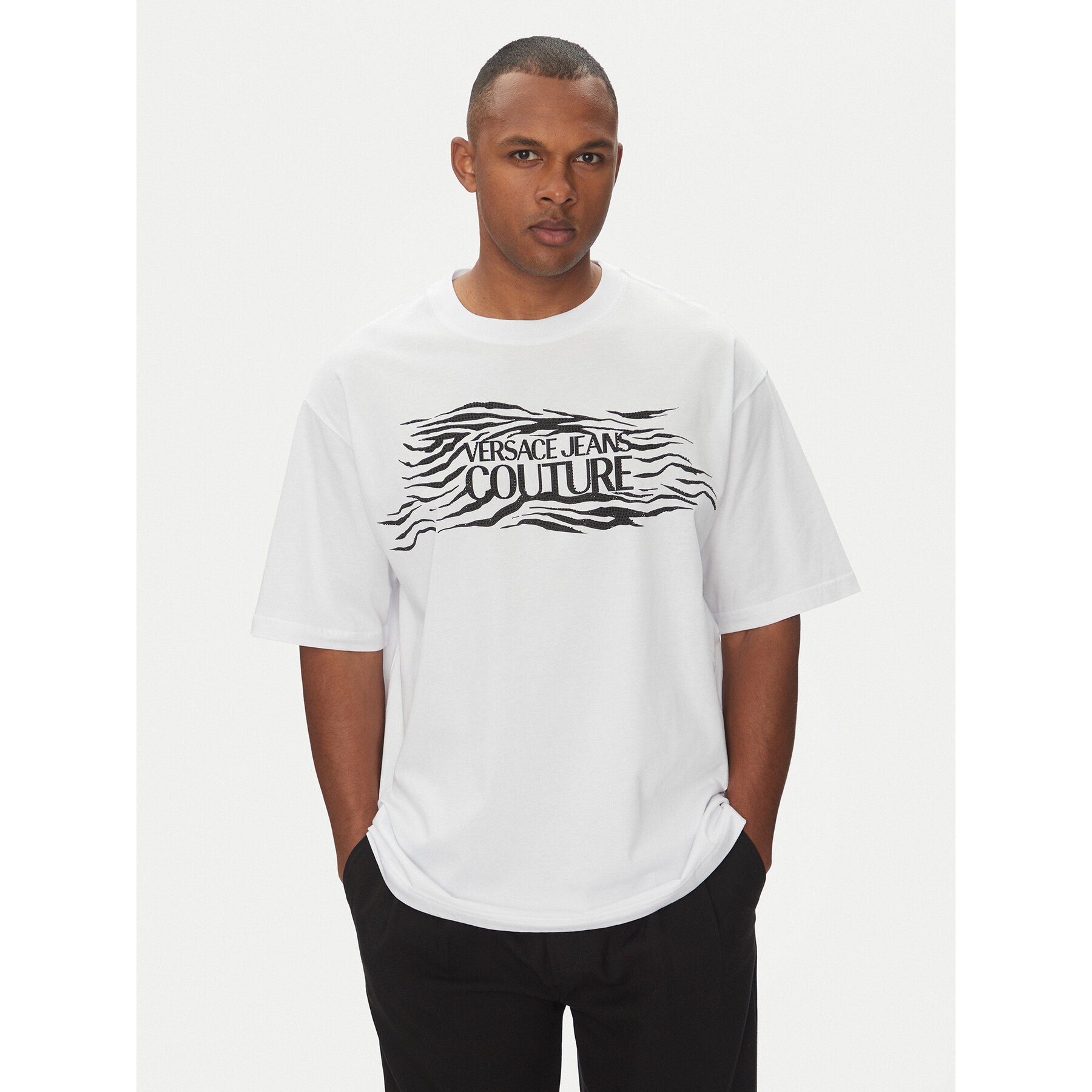 Versace Jeans Couture Póló 78GAH6L1 Fehér Regular Fit