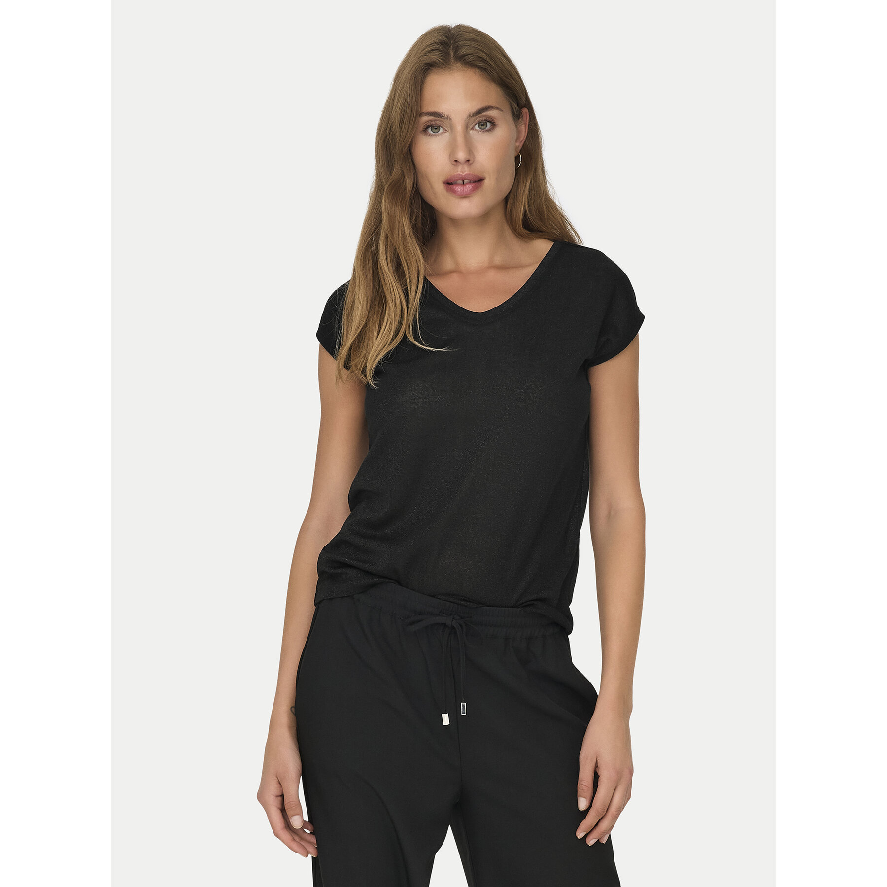 ONLY T-Shirt Silvery 15136069 Μαύρο Loose Fit