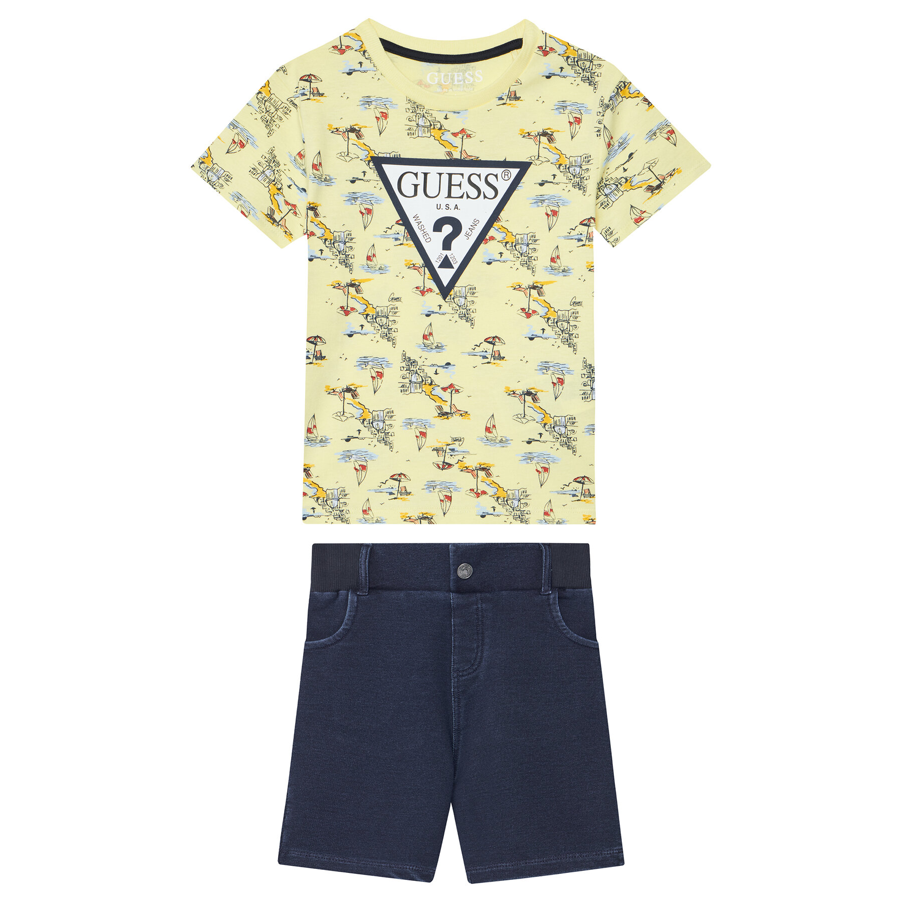 Guess Komplet majica in kratke hlače N6GG01 K8HM4 Pisana Regular Fit