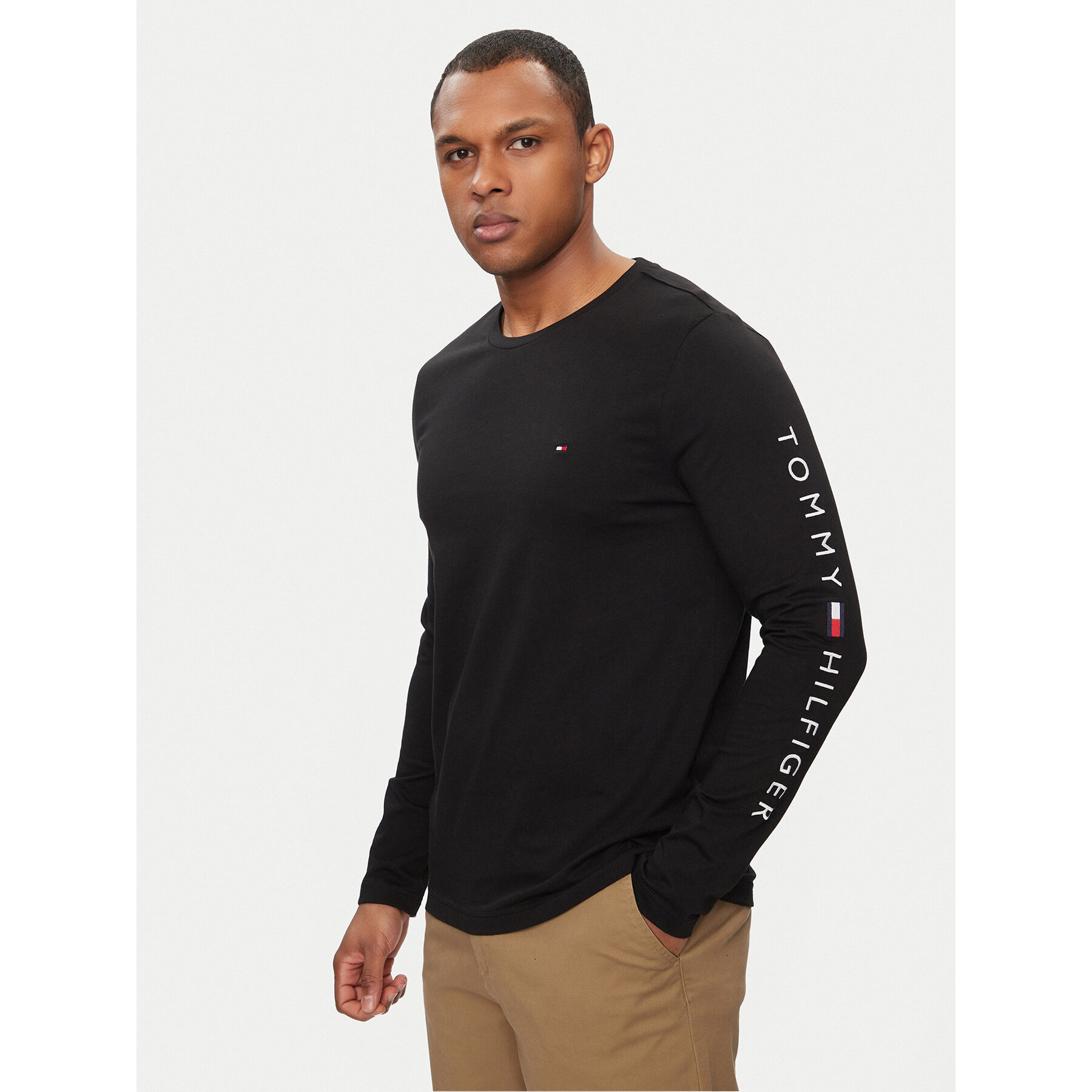 Tommy Hilfiger Longsleeve Logo Tee MW0MW09096 Schwarz Regular Fit