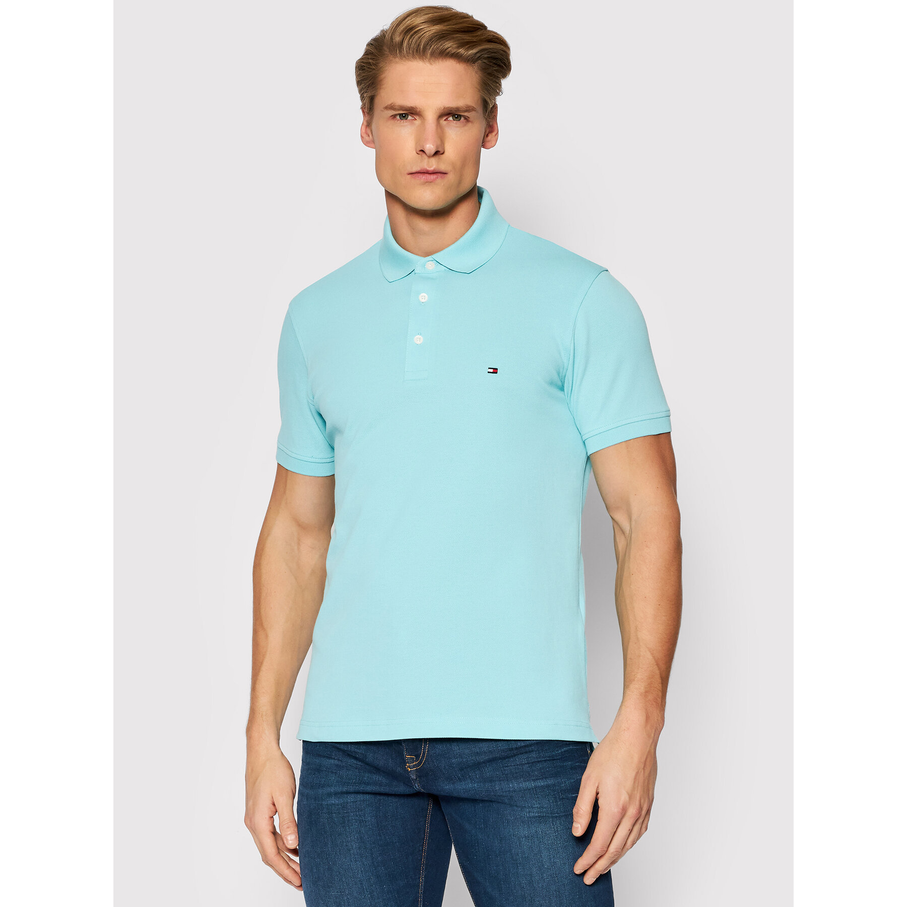 Tommy Hilfiger Polo majica 1985 MW0MW17771 Modra Slim Fit