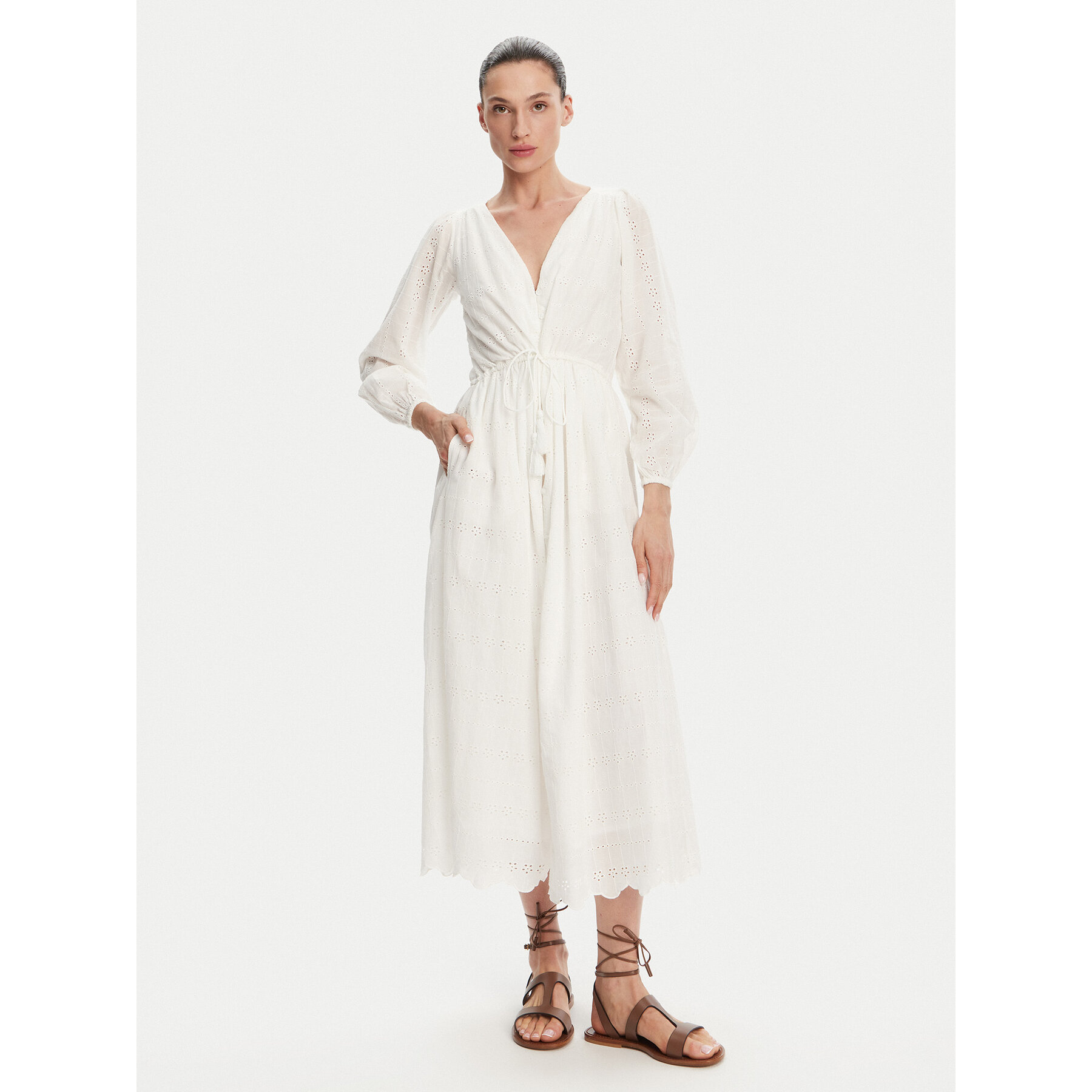 Pepe Jeans Sommerkleid Deepty PL953693 Weiß Regular Fit