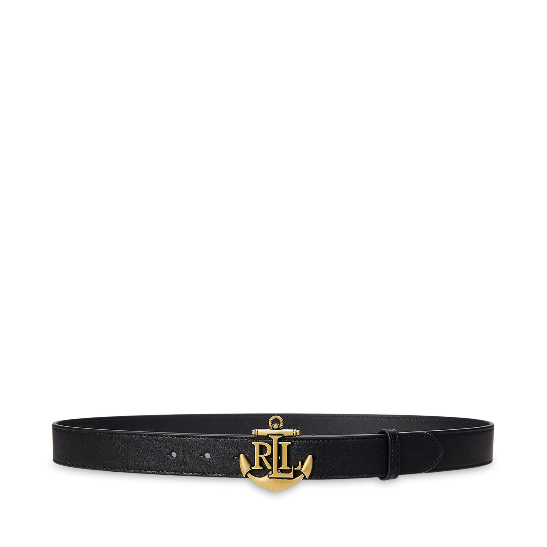 Дамски колан LAUREN RALPH LAUREN Anchor-Logo Skinny Leather Belt 412957004001 Черен