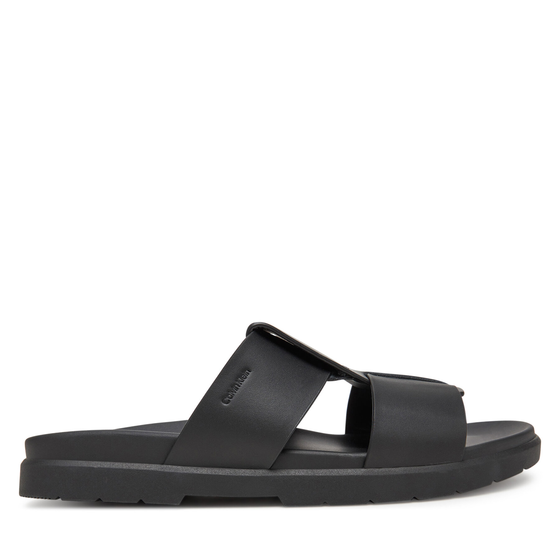 Şlapi Calvin Klein Lug Sandal Double T Lth HM0HM01734 Negru