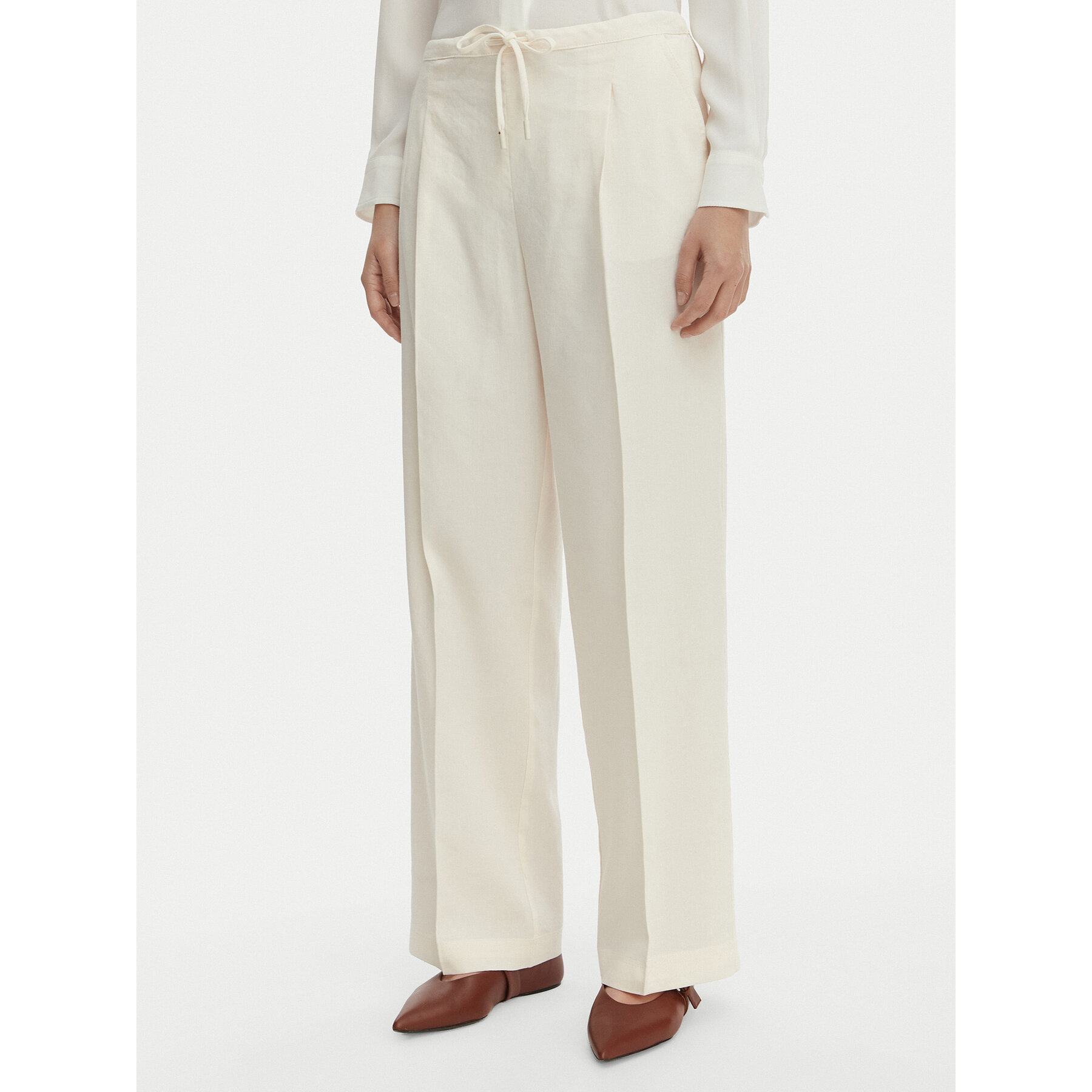 Marella Stoffhose Alloro 2613131115 Écru Regular Fit