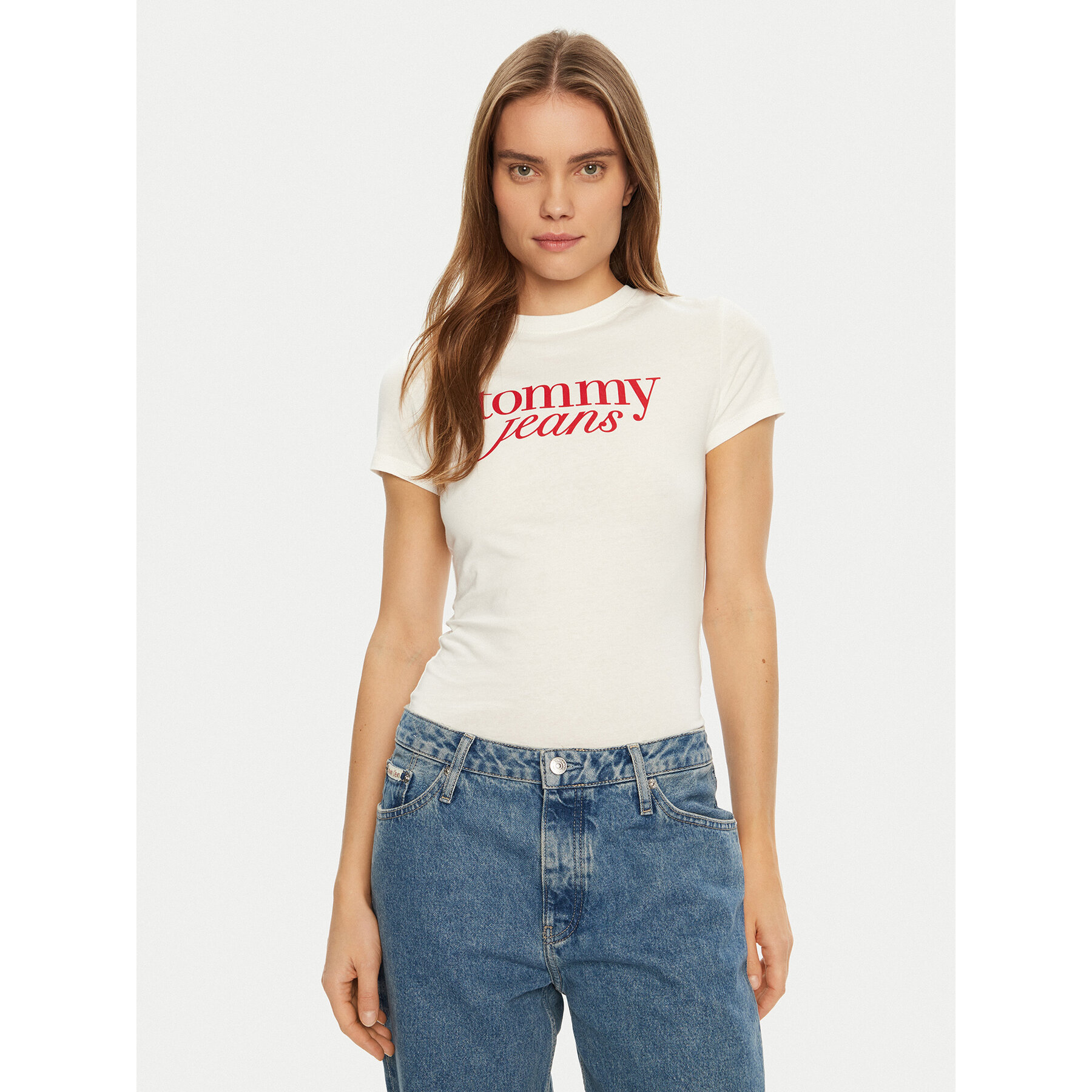 Tommy Jeans T-shirt Essential DW0DW19447 Bianco Slim Fit
