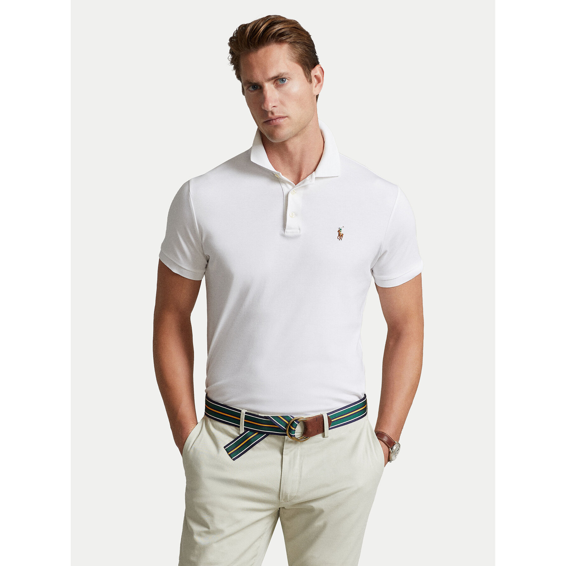 Polo Ralph Lauren Polo 710713130003 Λευκό Custom Slim Fit