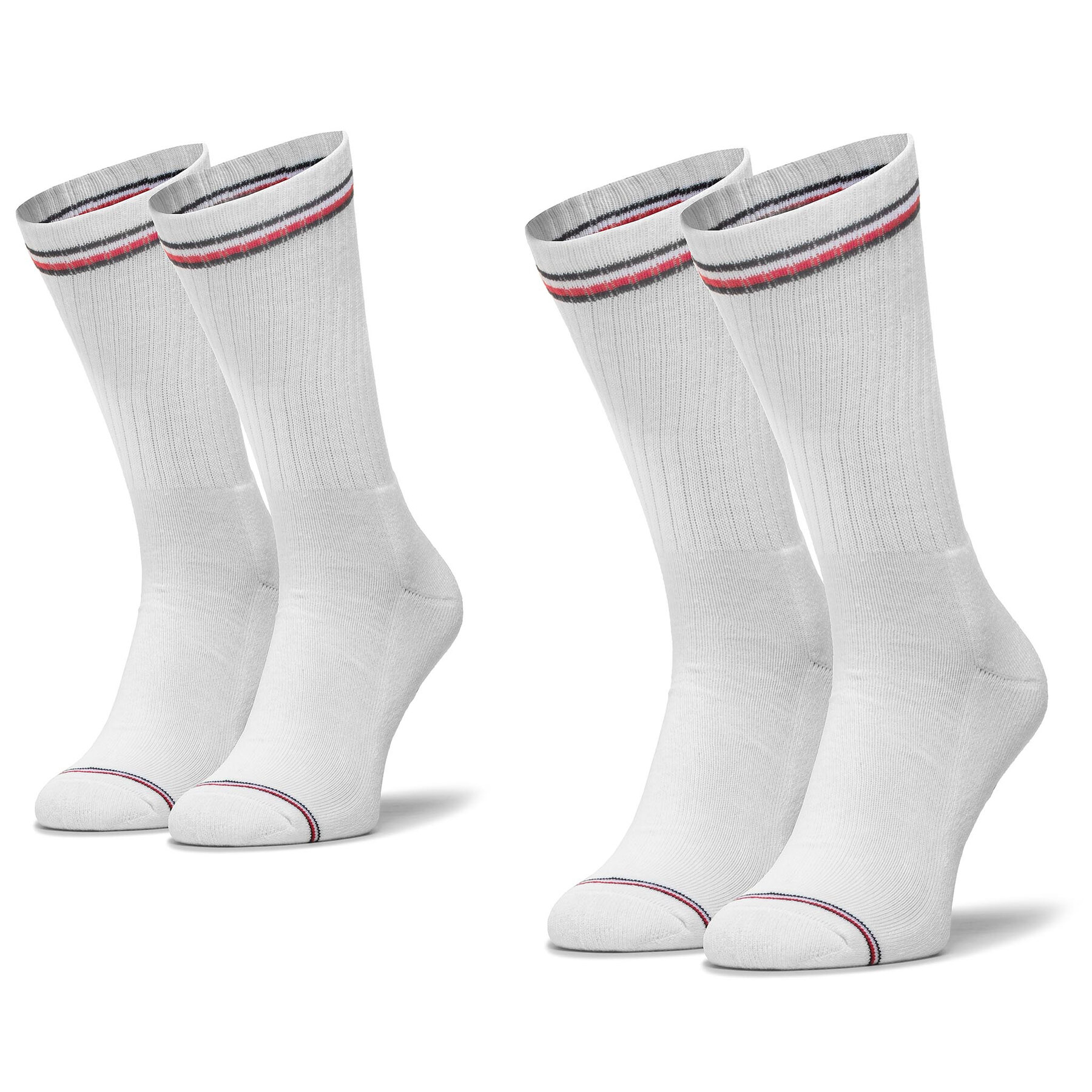 Lot de 2 paires de chaussettes hautes unisexe Tommy Hilfiger 100001096 Blanc