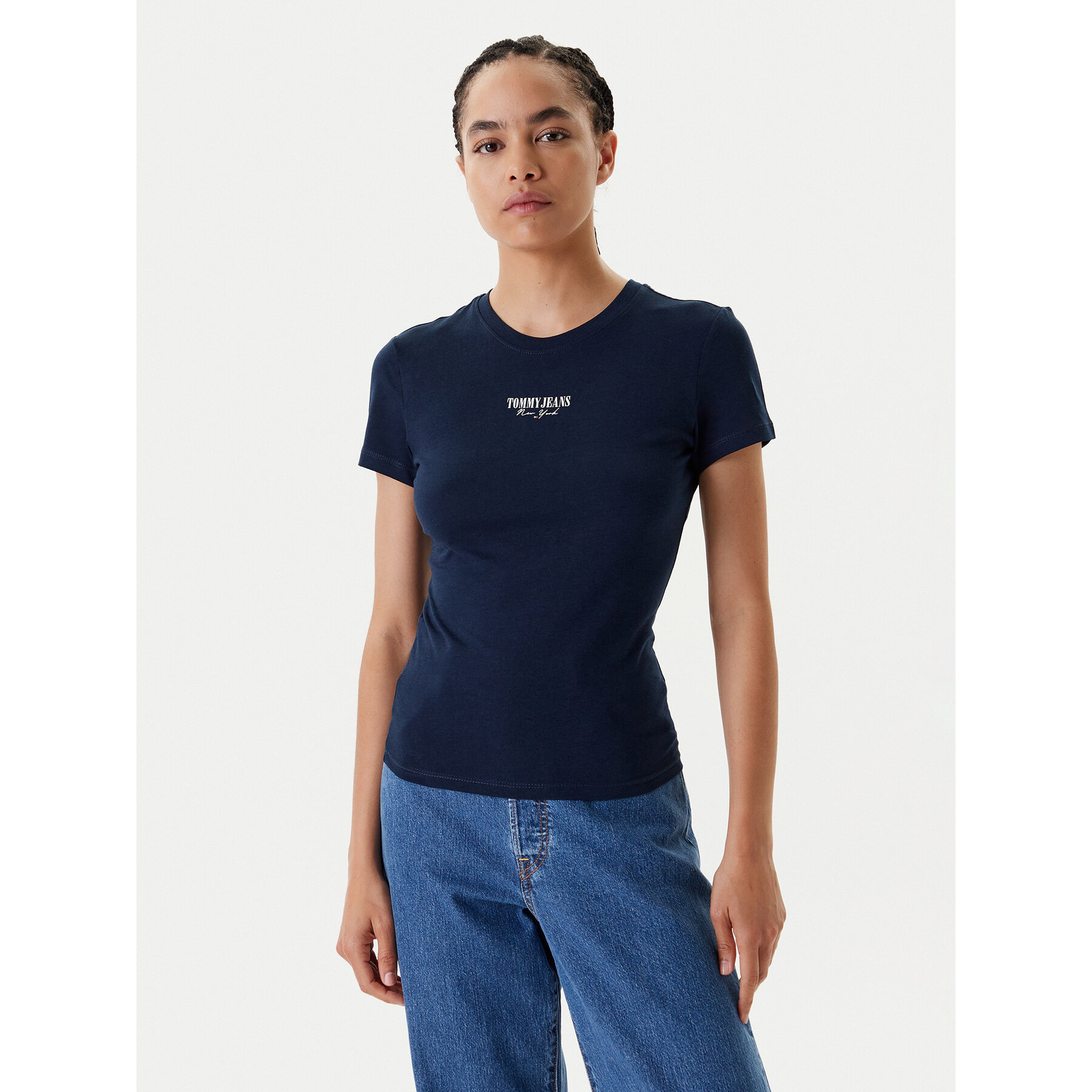 Tommy Jeans Póló Essential DW0DW20913 Sötétkék Slim Fit