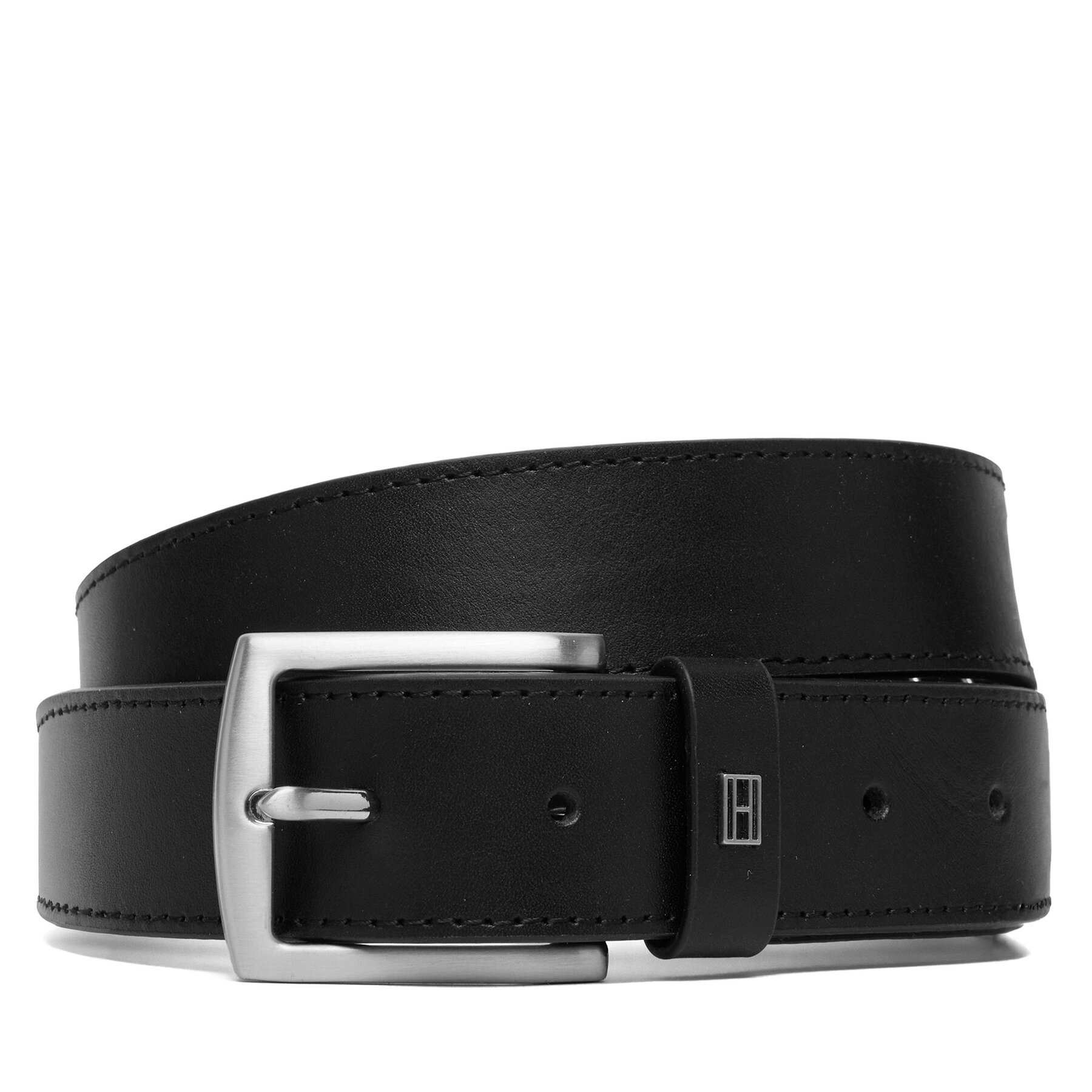Josta Tommy Hilfiger Denton Square Buckle Leather Belt AM0AM14188 Melns