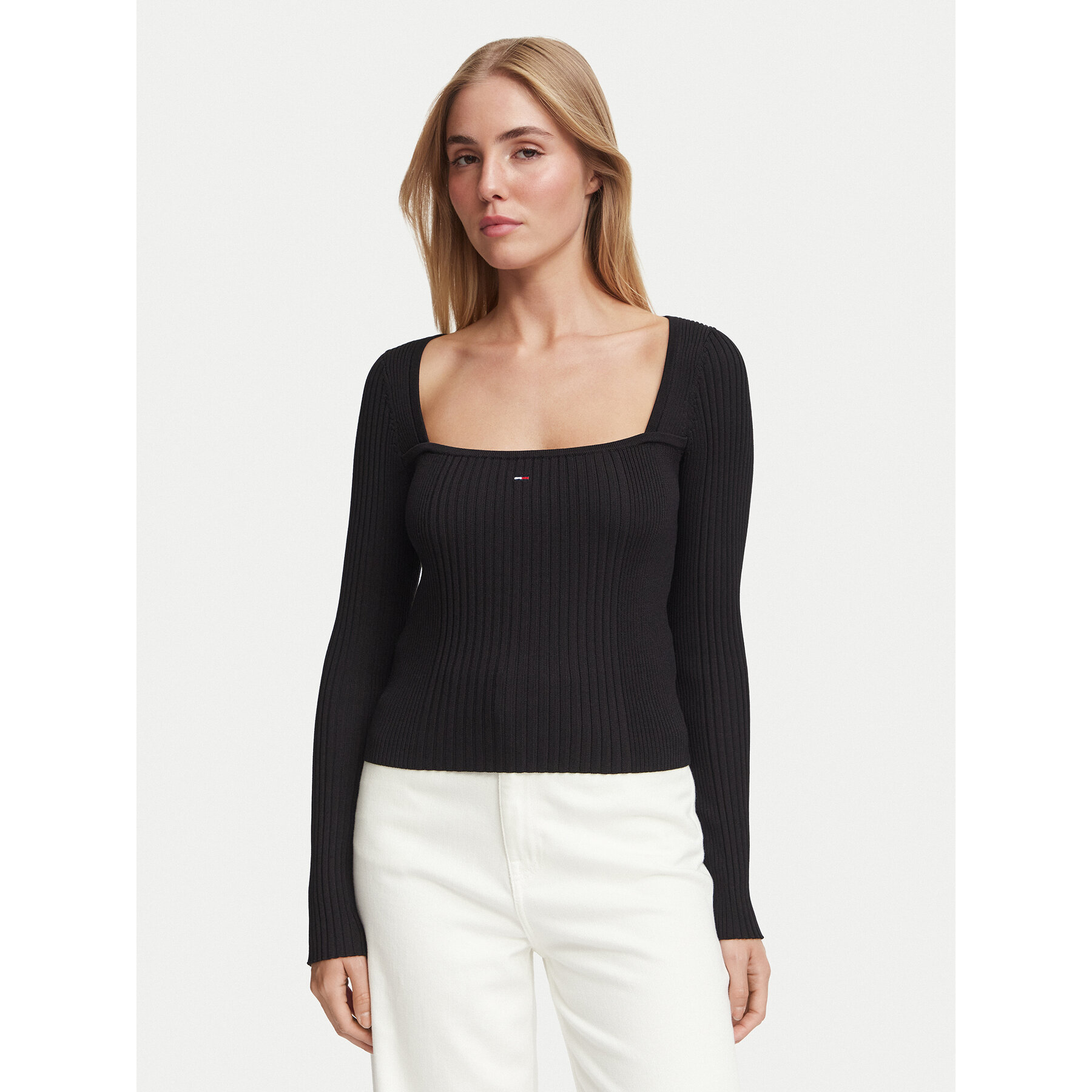 Tommy Jeans Bluse DW0DW23544 Schwarz Slim Fit