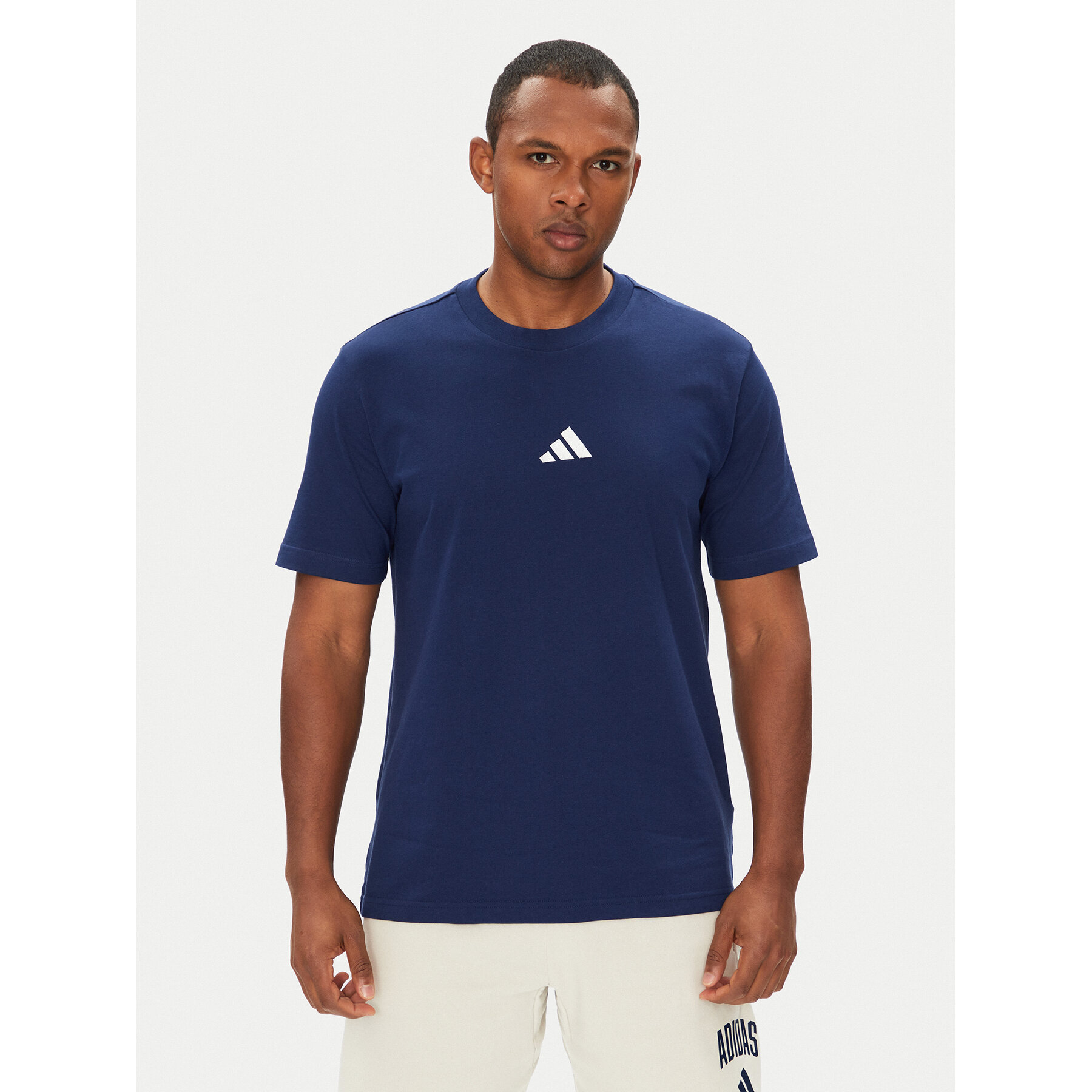 Adidas T-Shirt Essentials Small Logo JF1093 Blu Scuro Regular Fit