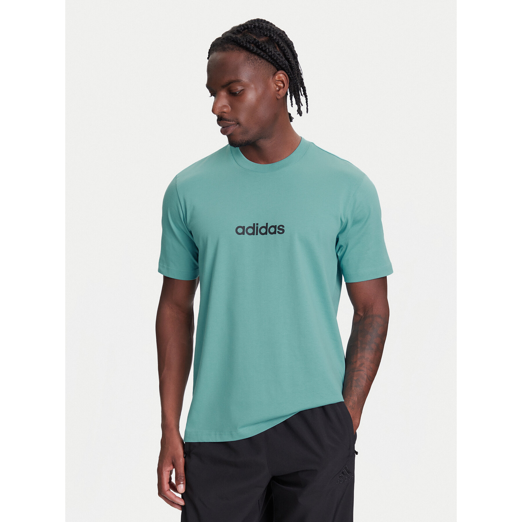 adidas T-shirt Essentials Linear JX5707 Turchese Regular Fit
