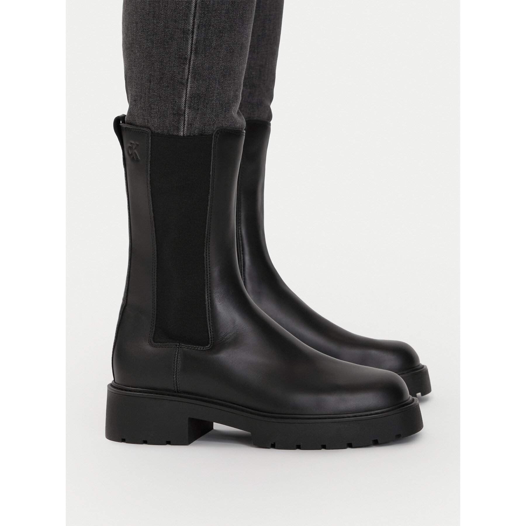 Ghete Jodhpur Calvin Klein Chunky High Chelsea YW0YW01909 Negru