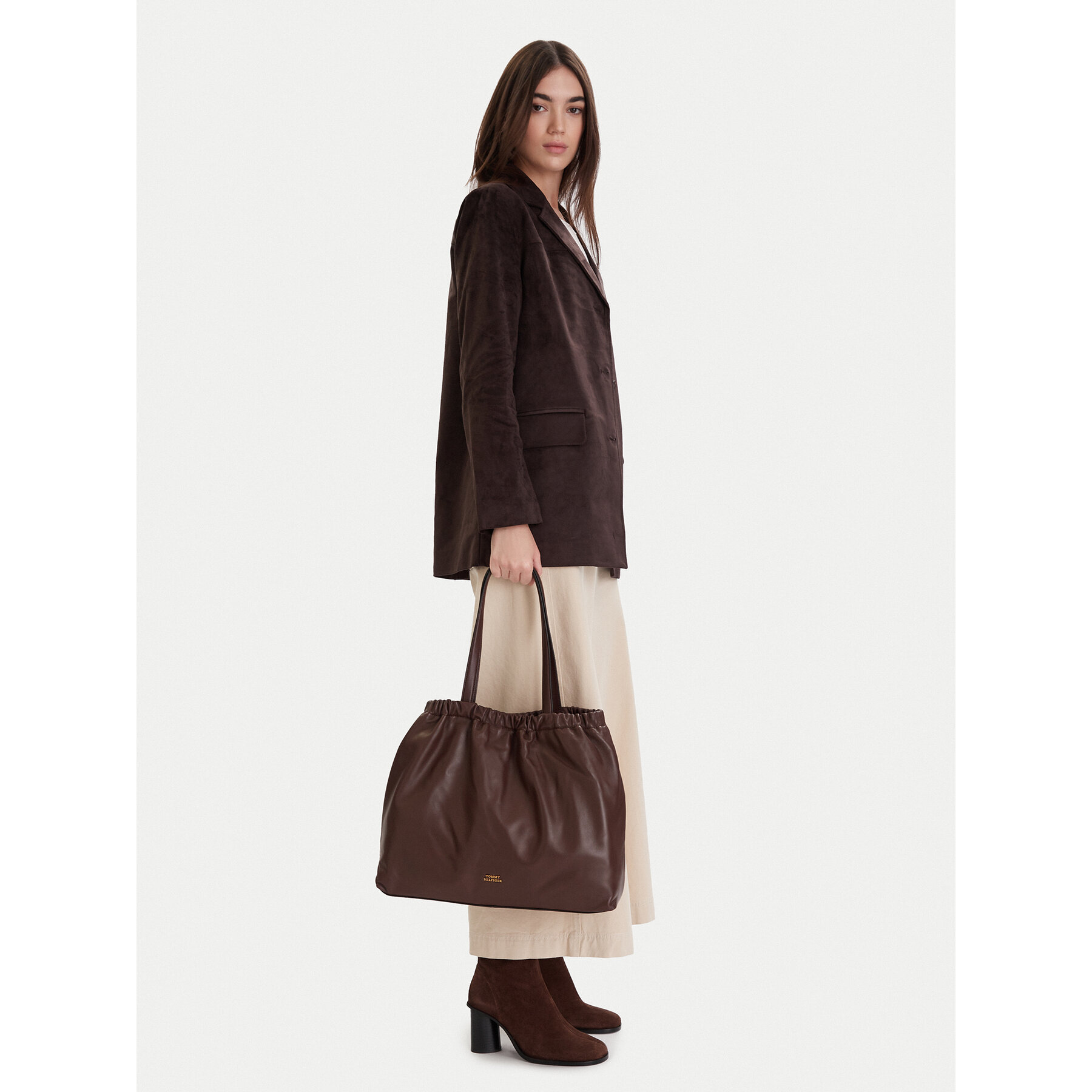 Ročna torba Tommy Hilfiger Soft Leather Tote AW0AW18308 Bordo rdeča