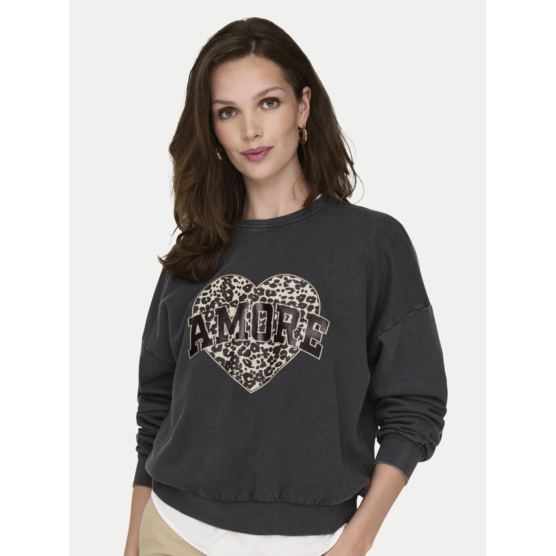 ONLY Sweatshirt Lauren 15339833 Grau Regular Fit