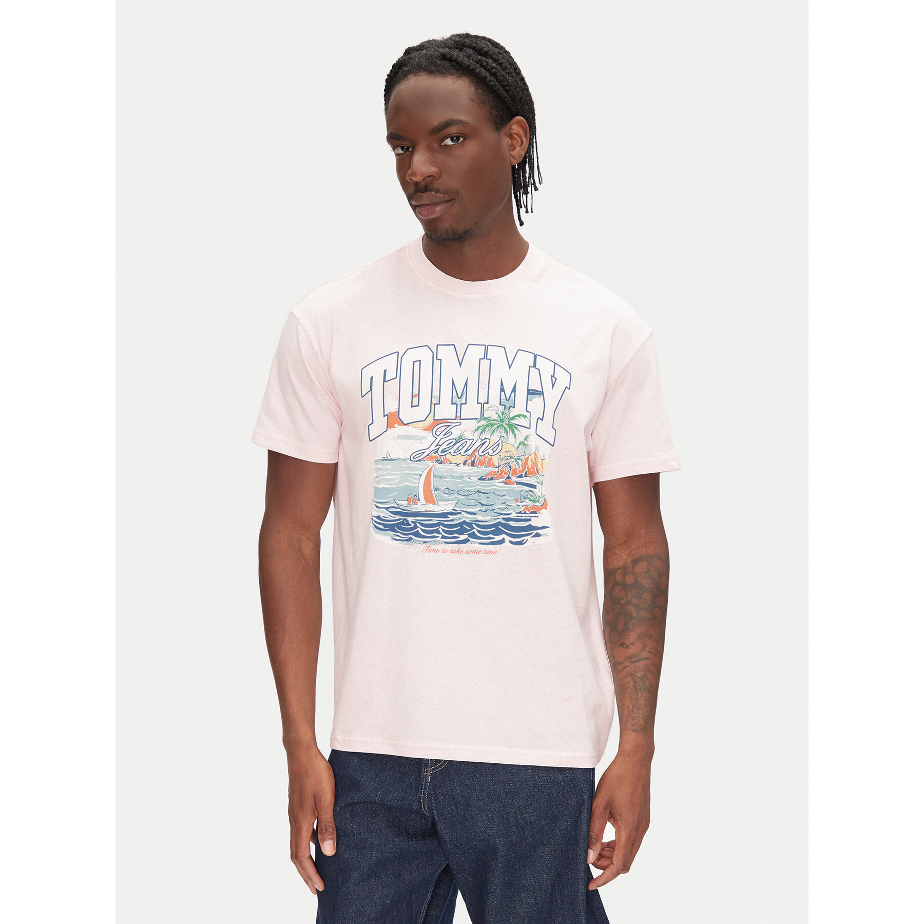 Tommy Jeans T-shirt Arch Sailing DM0DM21867 Rosa Relaxed Fit