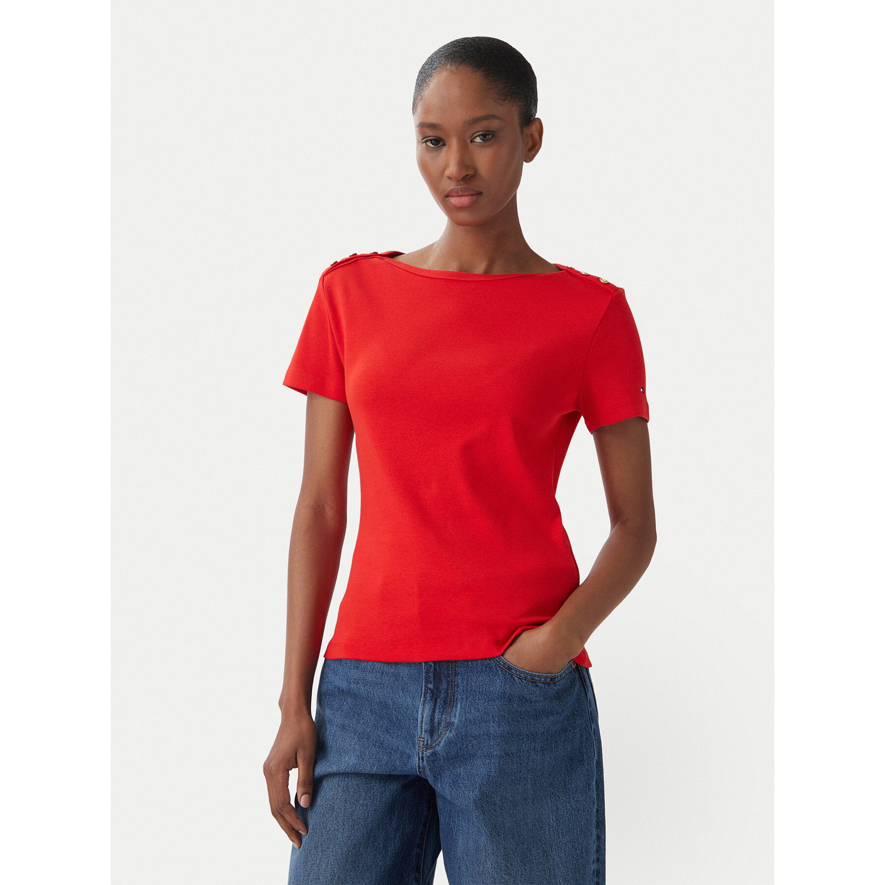 Tommy Hilfiger Majica WW0WW49250 Rdeča Slim Fit