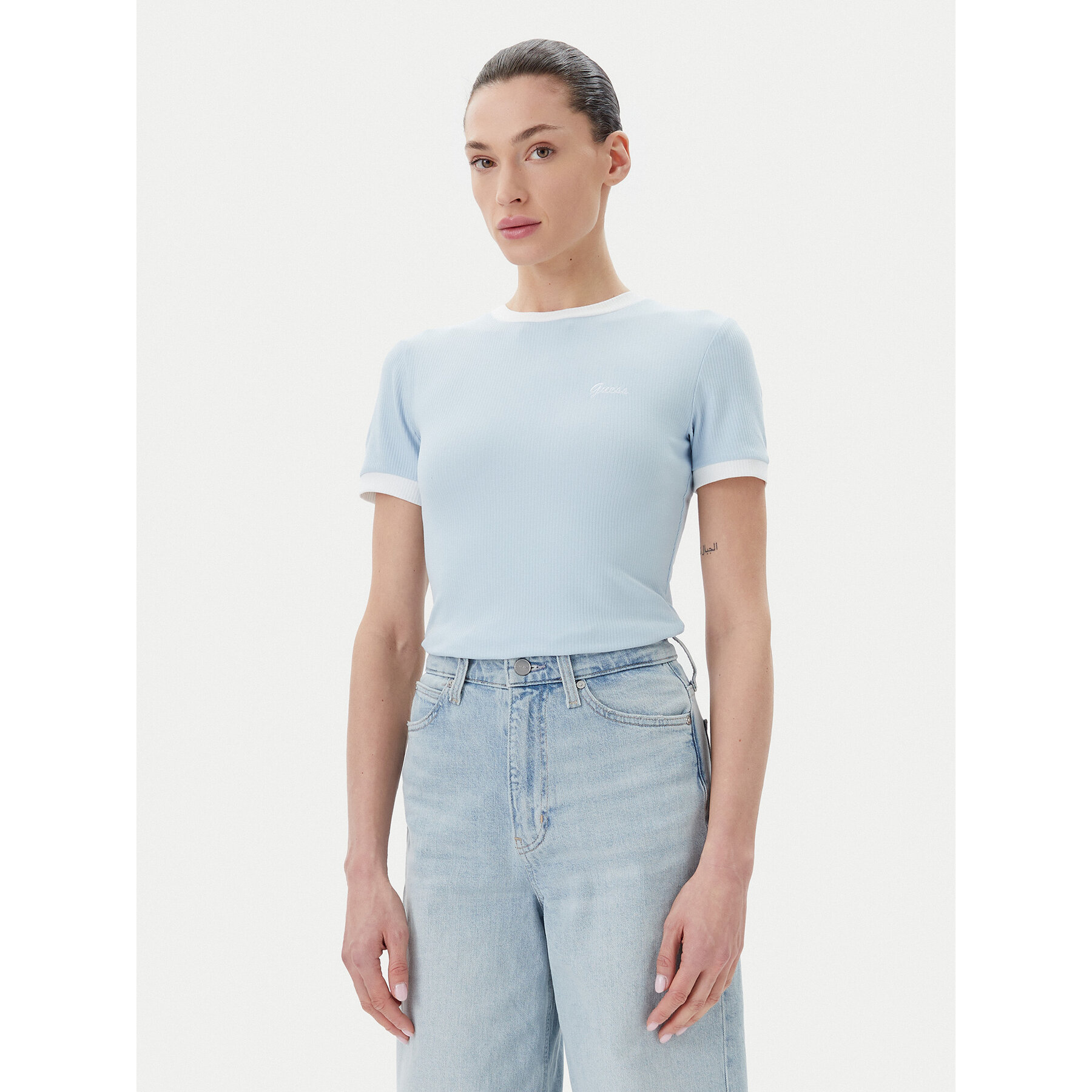 Guess T-Shirt V5GP08 KCRN2 Γαλάζιο Regular Fit