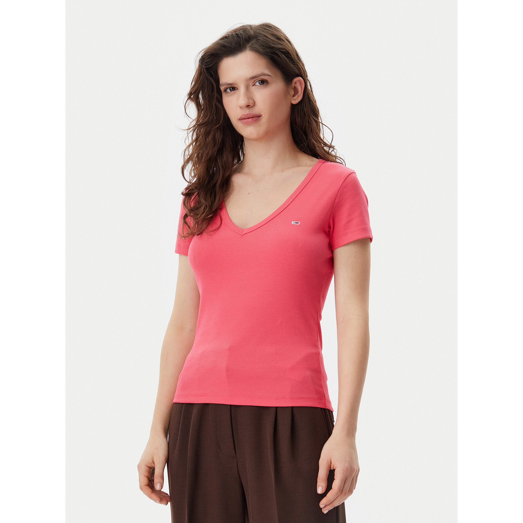 Tommy Jeans T-Shirt Essential DW0DW17385 Ροζ Slim Fit