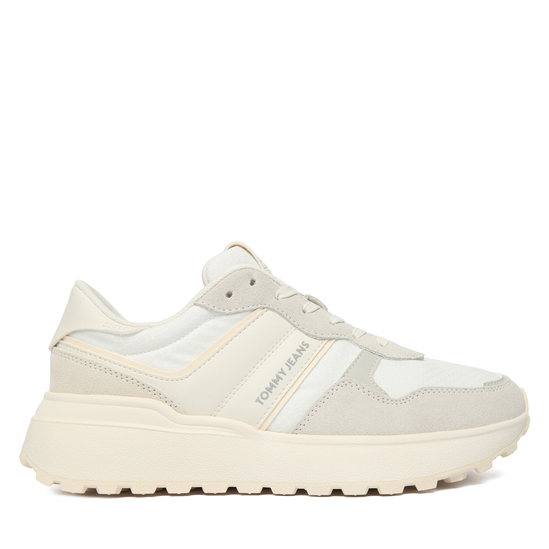 Sneakersy Tommy Jeans Tjw Cleated Runner Suede Mix EN0EN02921 Écru