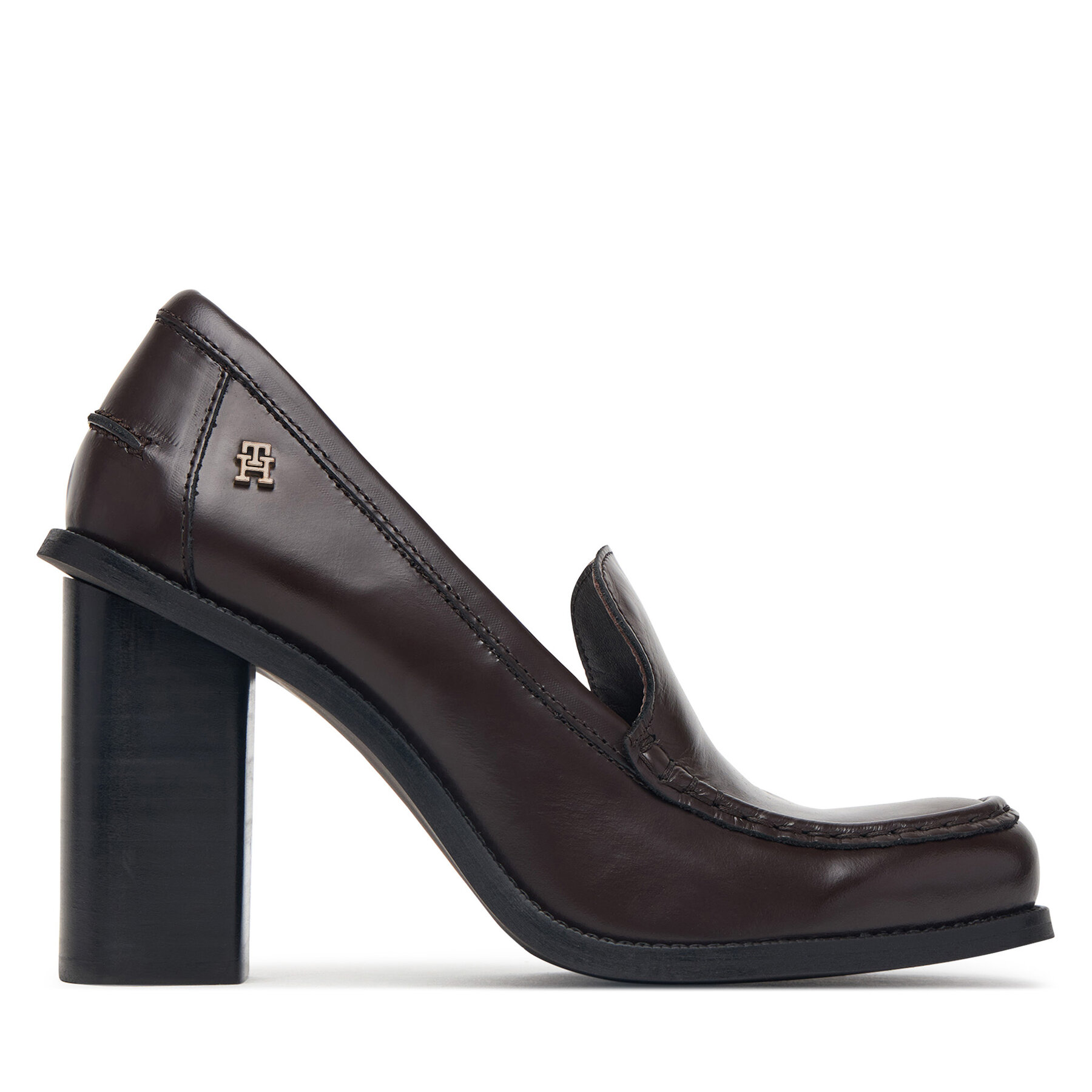 Pantofi Tommy Hilfiger Square Toe Heeled Loafer FW0FW09493 Maro închis