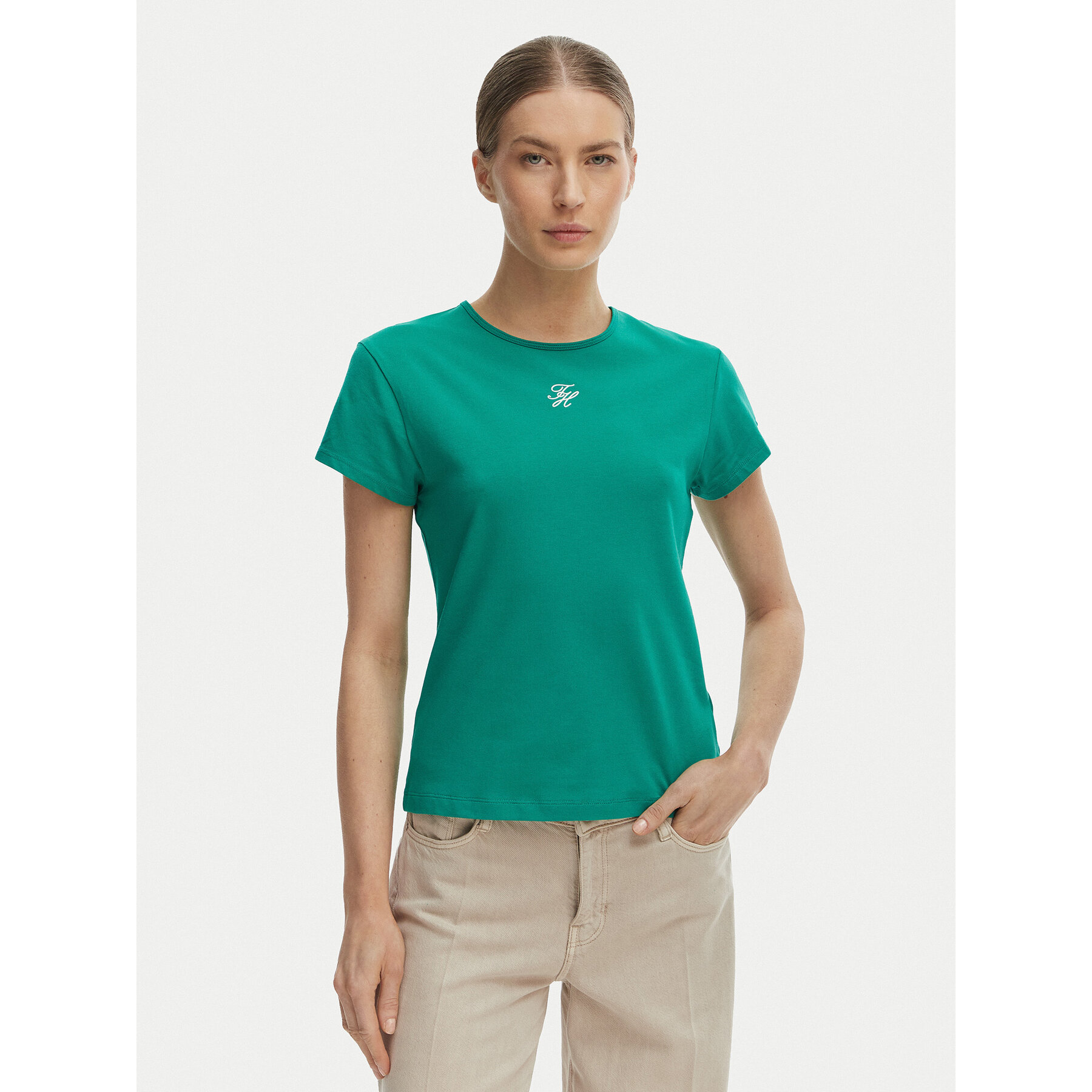 Tommy Hilfiger T-Shirt WW0WW48710 Grün Slim Fit