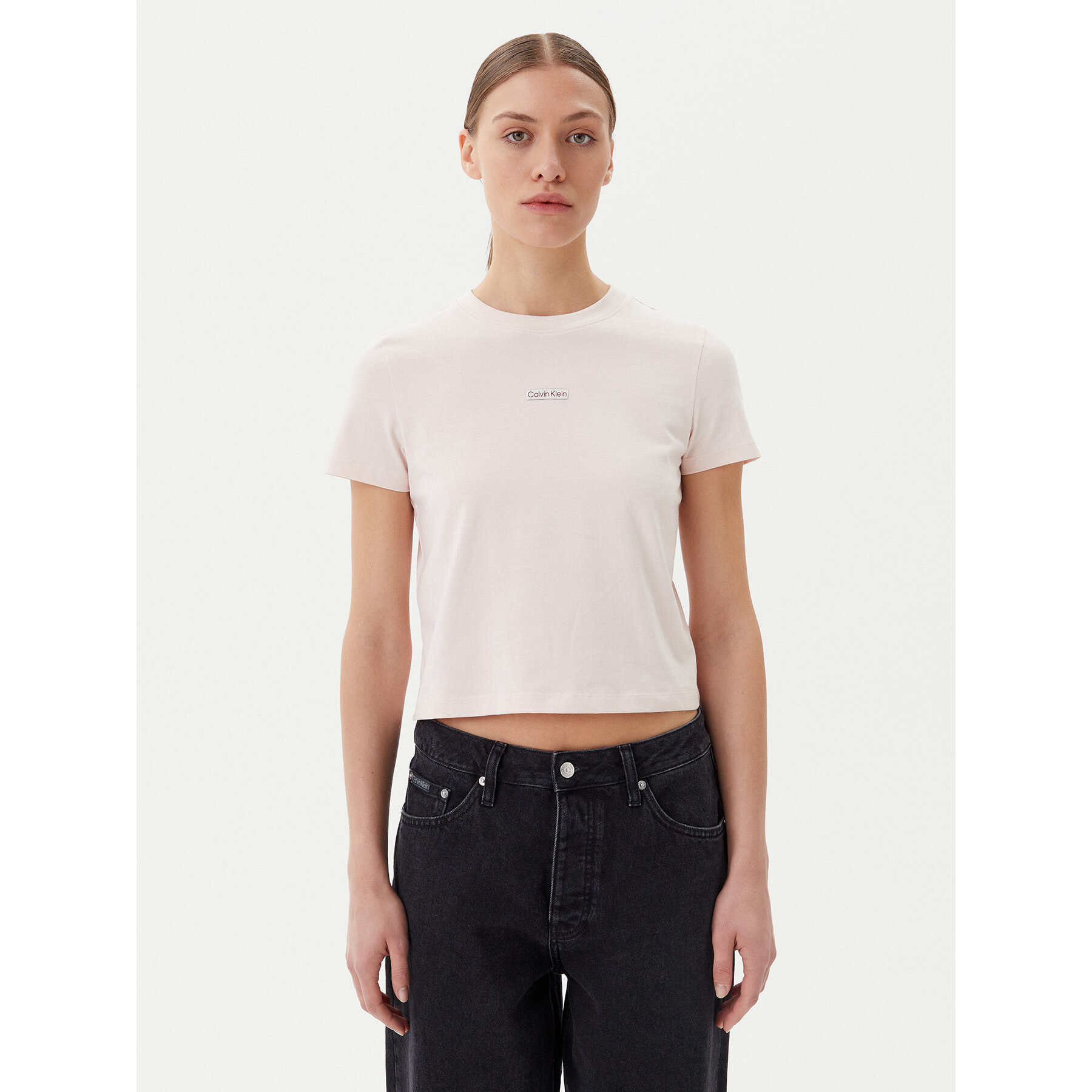 Calvin Klein Jeans Póló Placed Institutional J20J225524 Rózsaszín Slim Fit