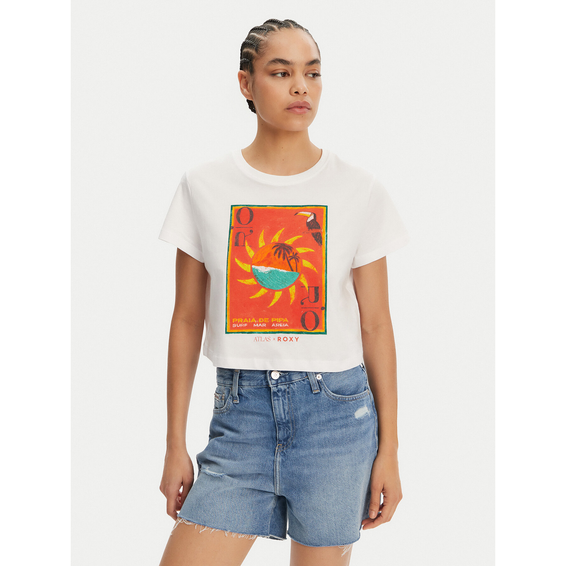 Roxy T-shirt ERJZT05921 Bianco Relaxed Fit