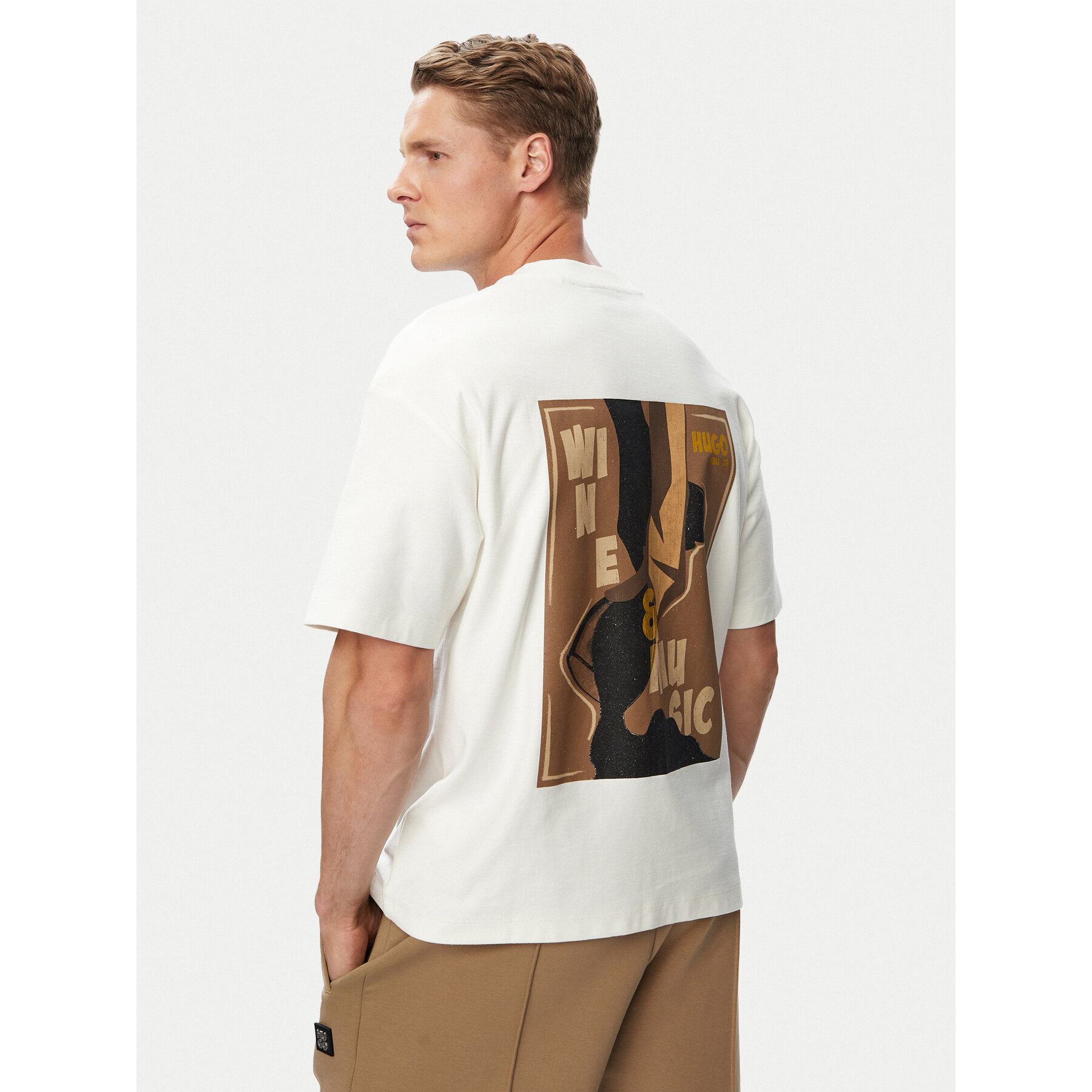 HUGO Majica Detzi 50563795 Bela Relaxed Fit
