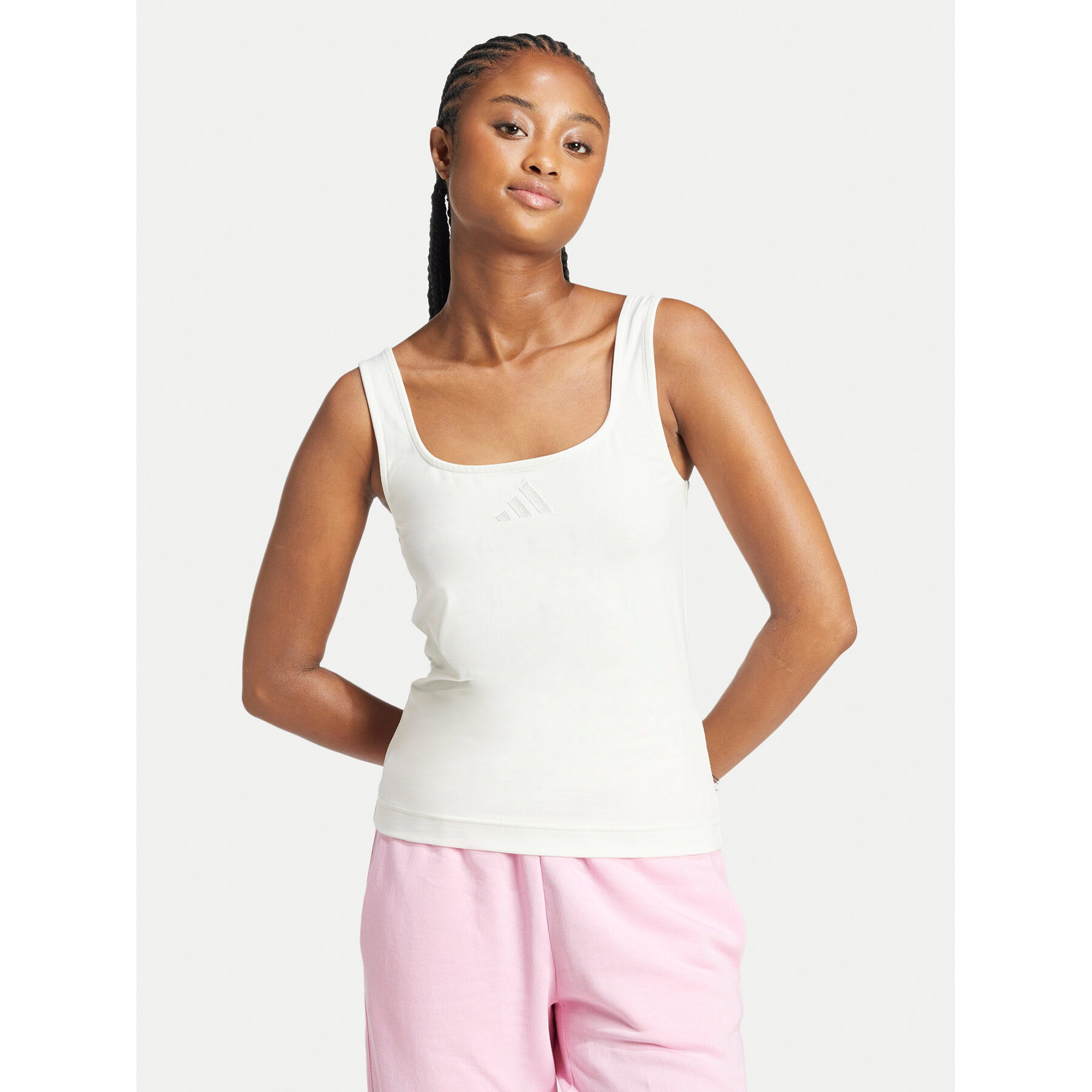 adidas Τοπ All SZN Luxe JJ2337 Λευκό Slim Fit