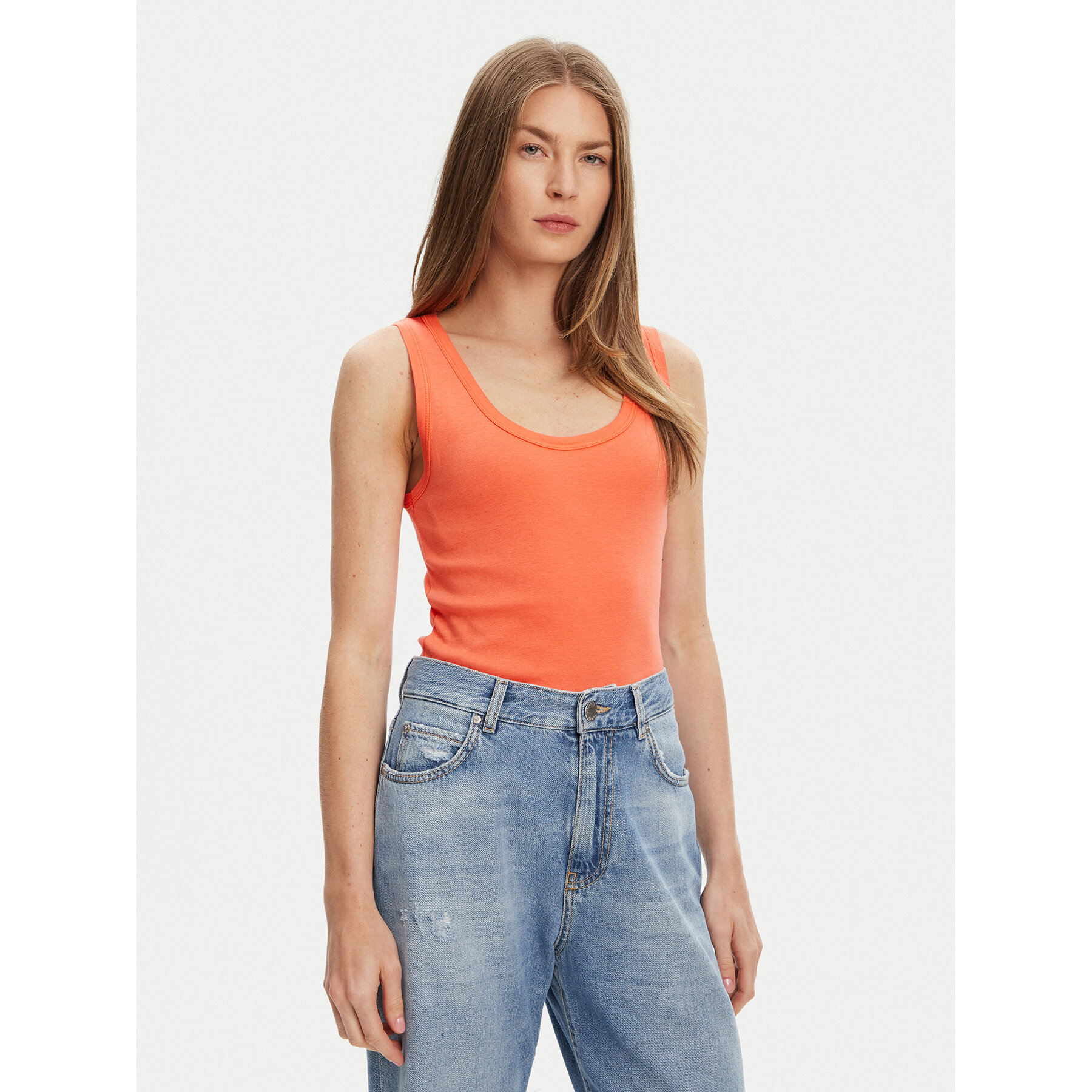 United Colors Of Benetton Felső 3GA2DH010 Narancssárga Slim Fit