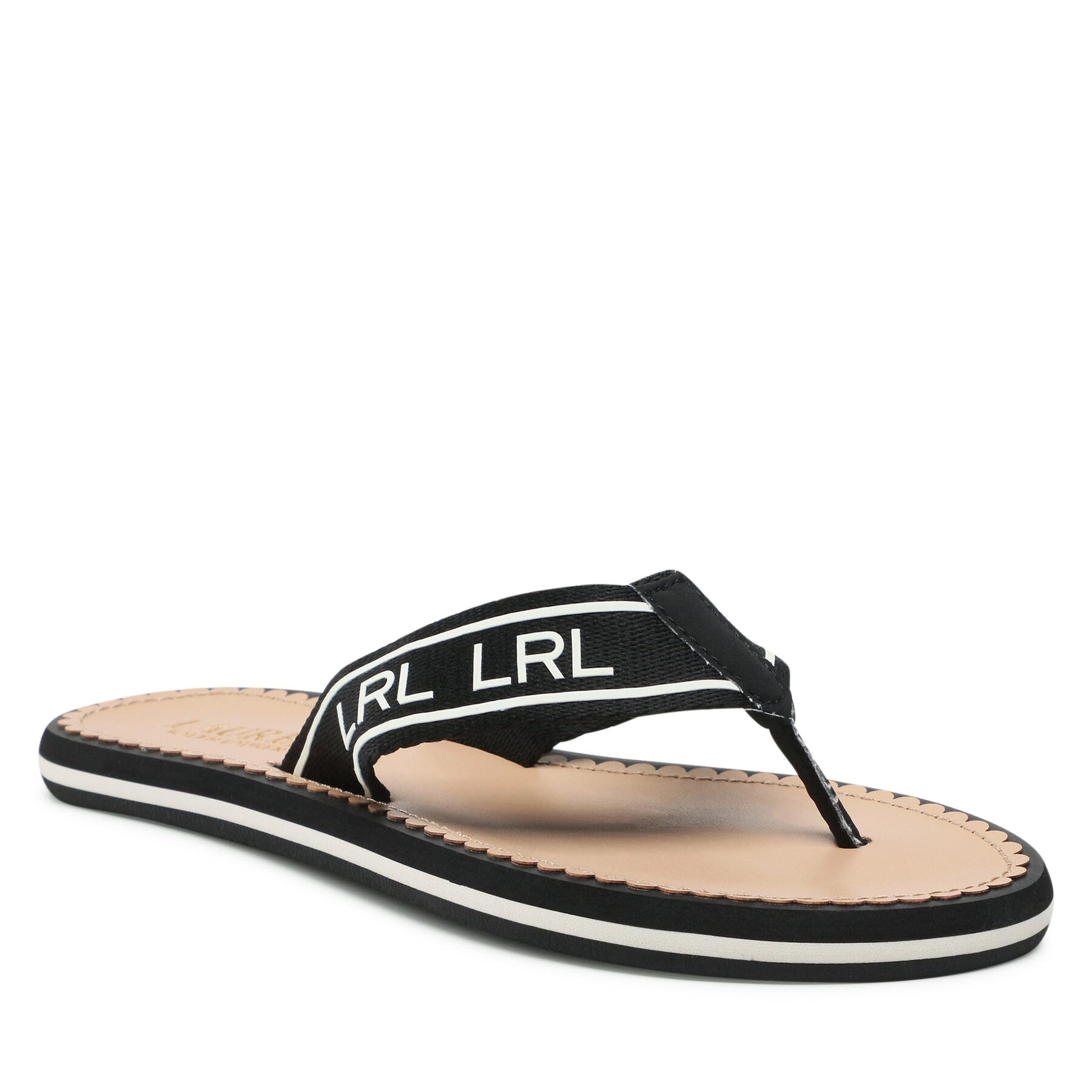 Flip flop Lauren Ralph Lauren Roxxy 802860824001 Black/Vanl epantofi.ro imagine noua